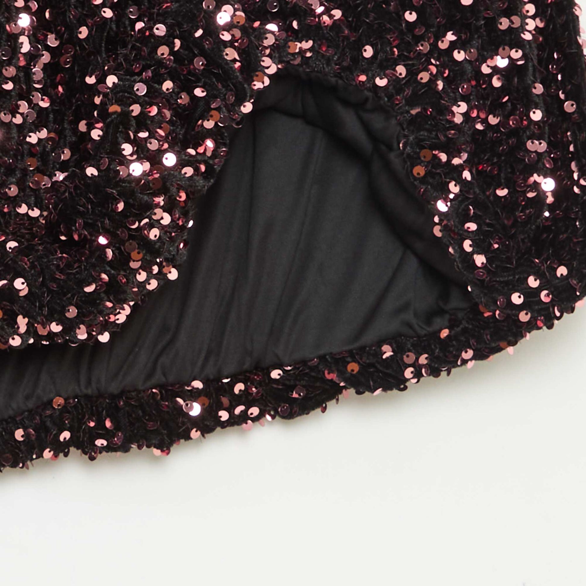 Jupe courte en sequins unie ROSE