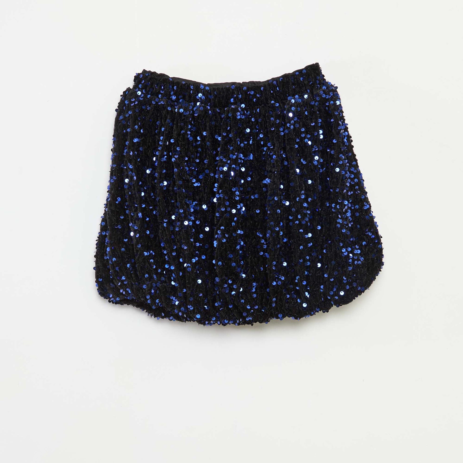 Jupe courte en sequins unie BLEU