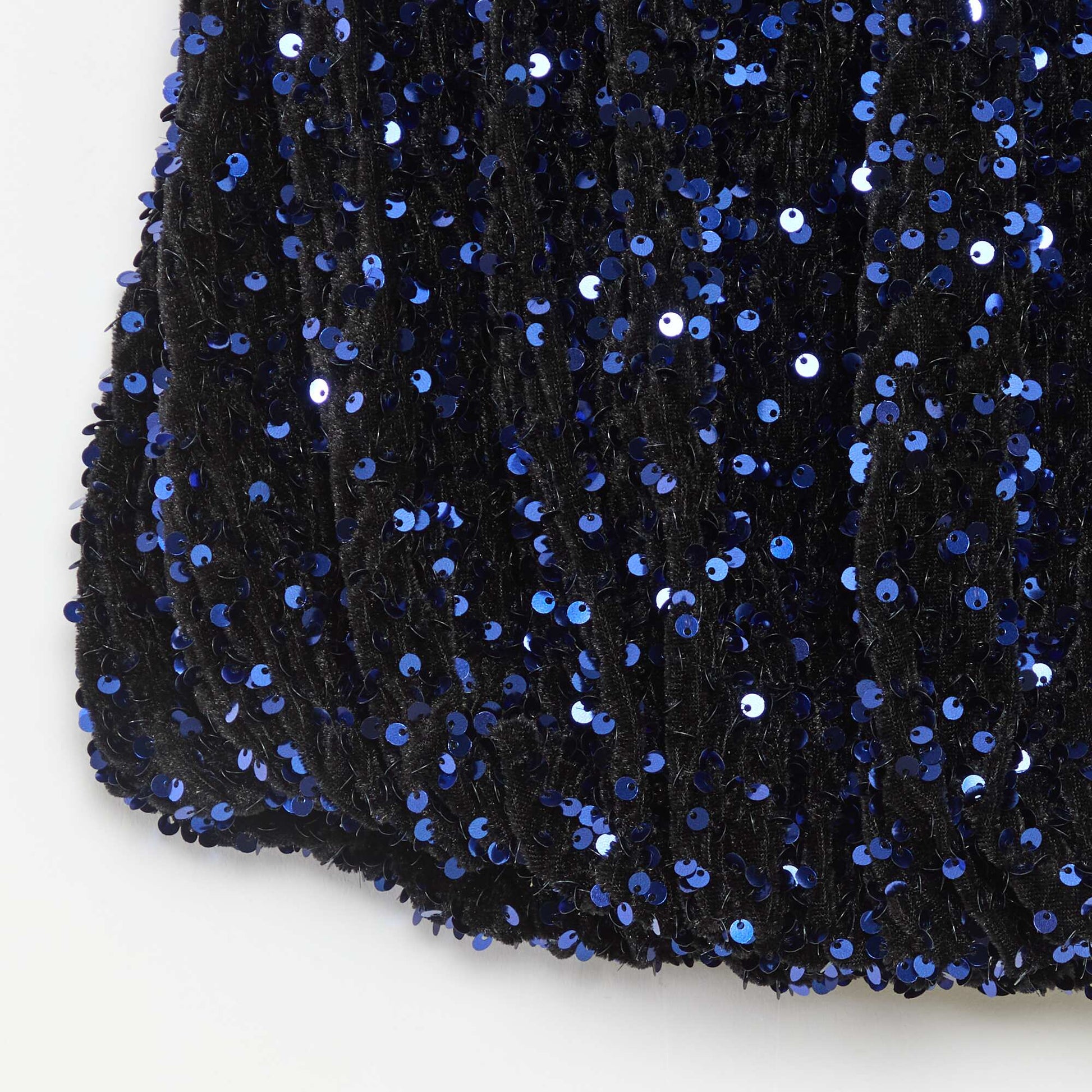 Jupe courte en sequins unie BLEU