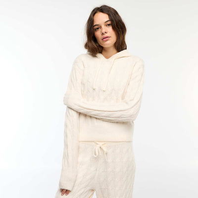 Pull à capuche torsadé ECRU