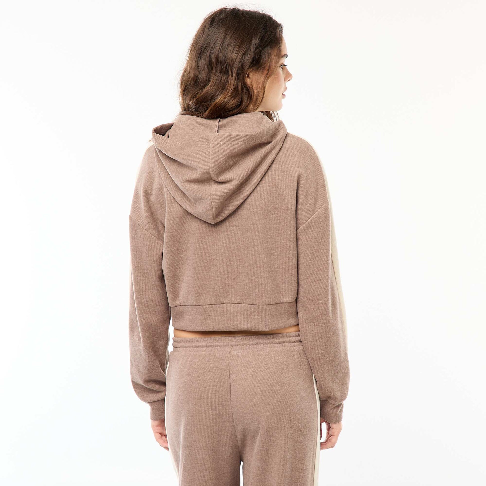 Pull zippé à capuche MARRON