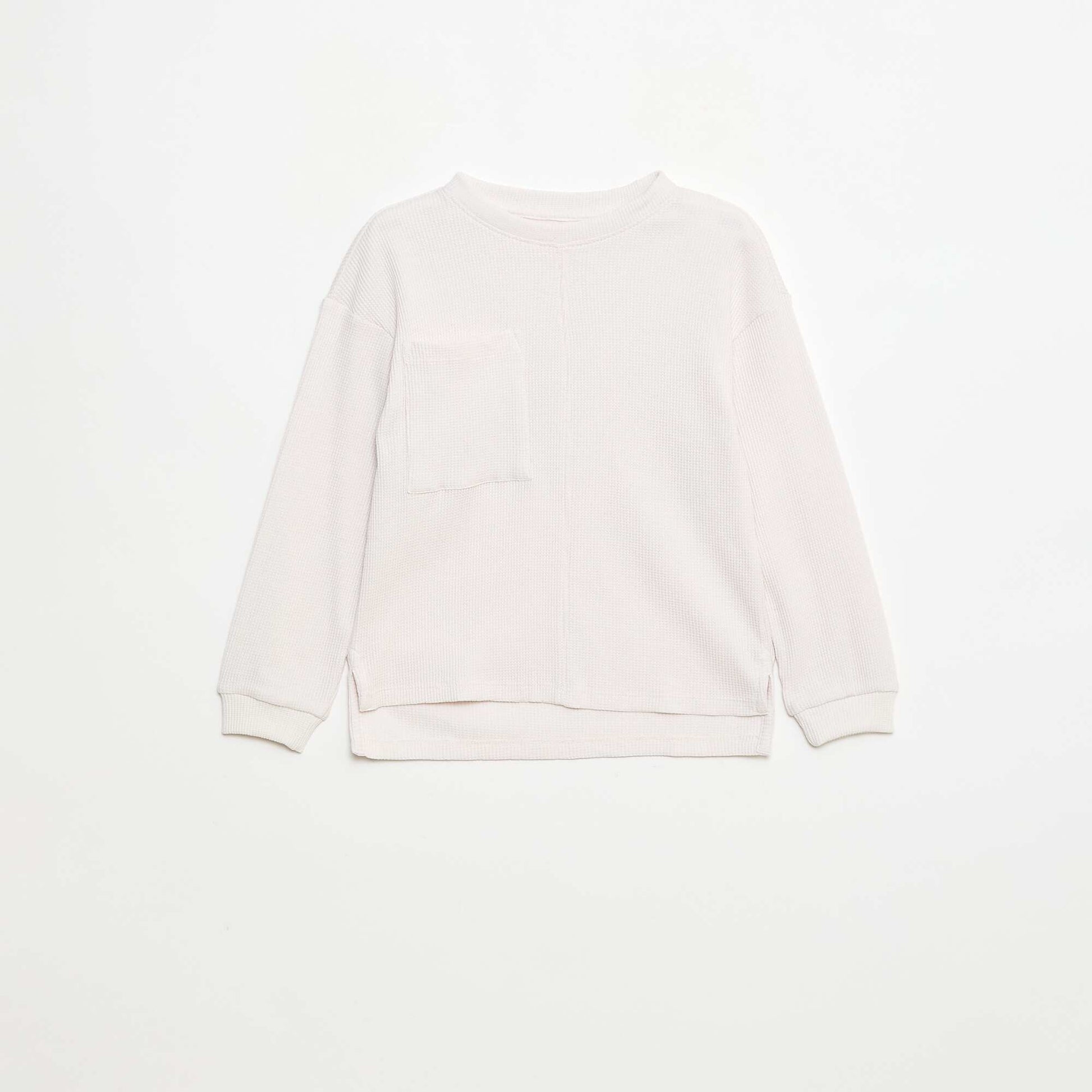T-shirt loose gaufré en coton uni BLANC
