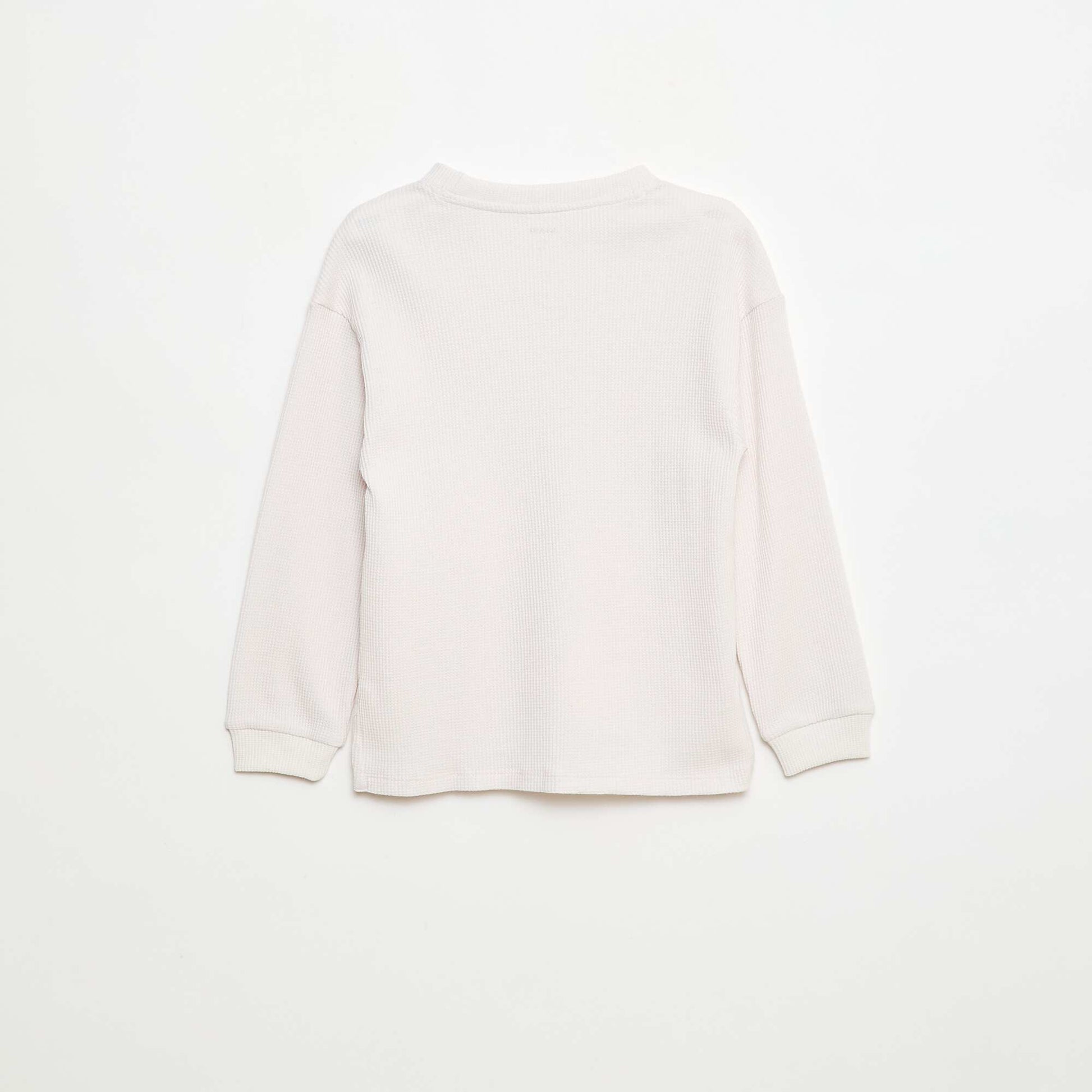 T-shirt loose gaufré en coton uni BLANC