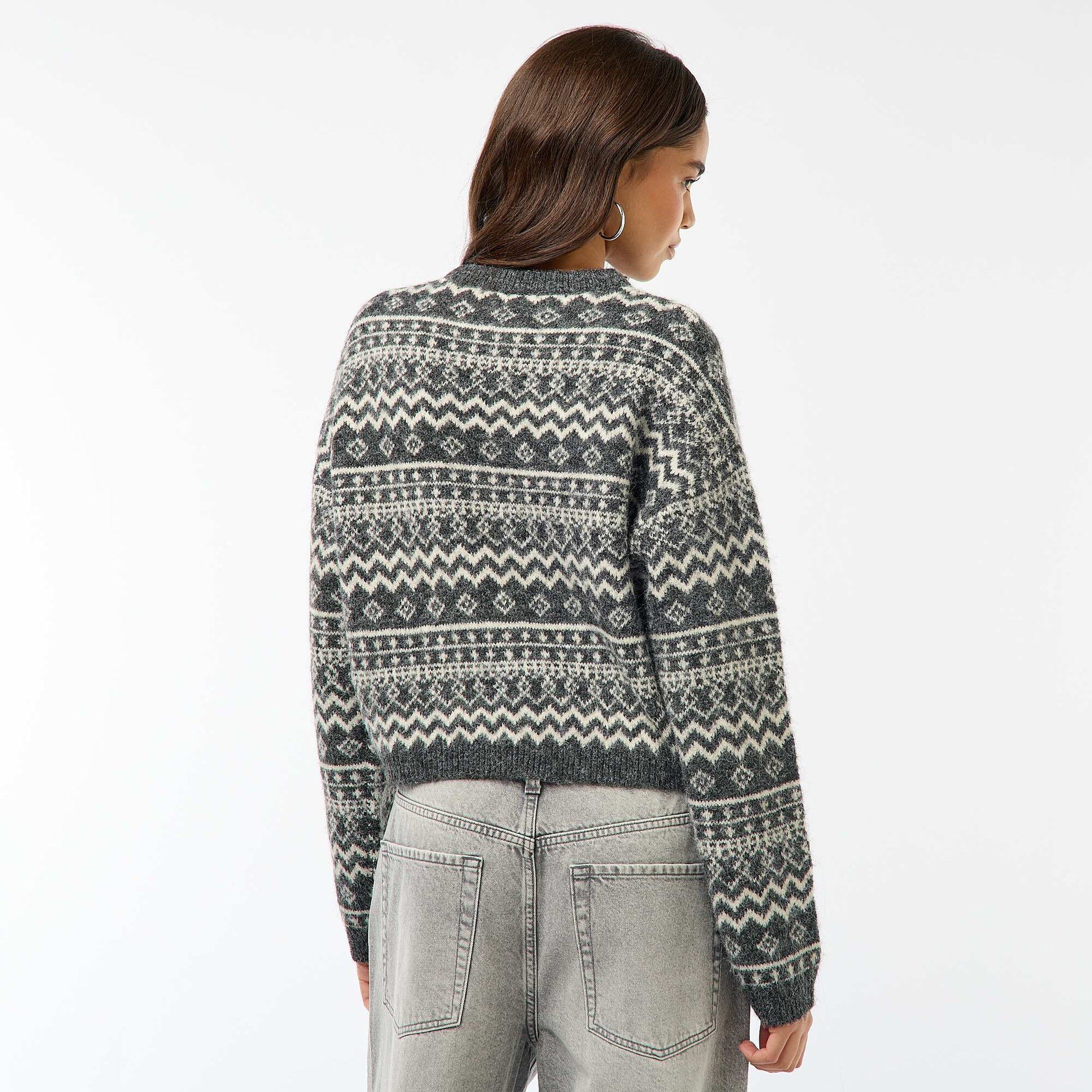 Pull en maille grosse jauge col rond MARRON