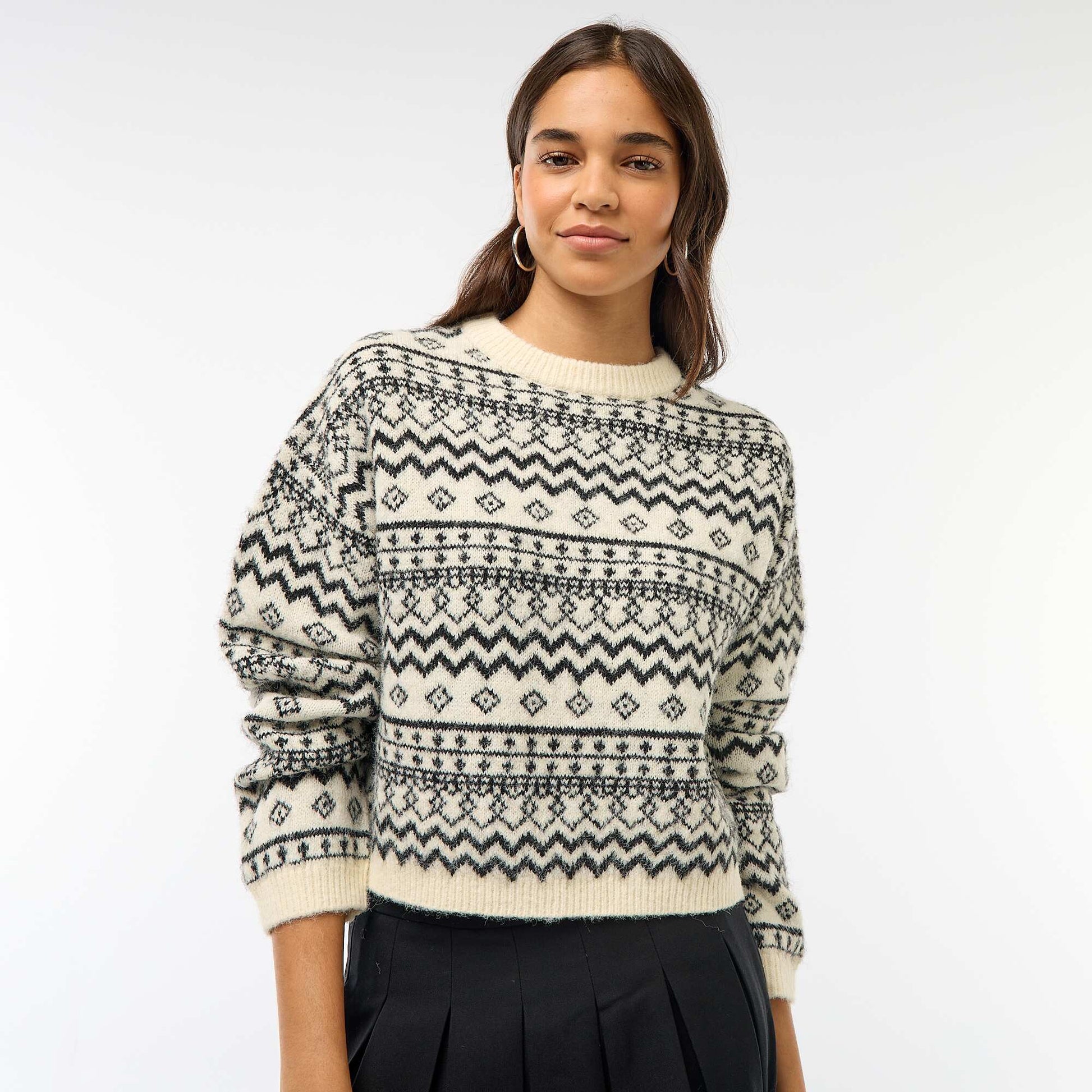Pull en maille grosse jauge col rond NOIR