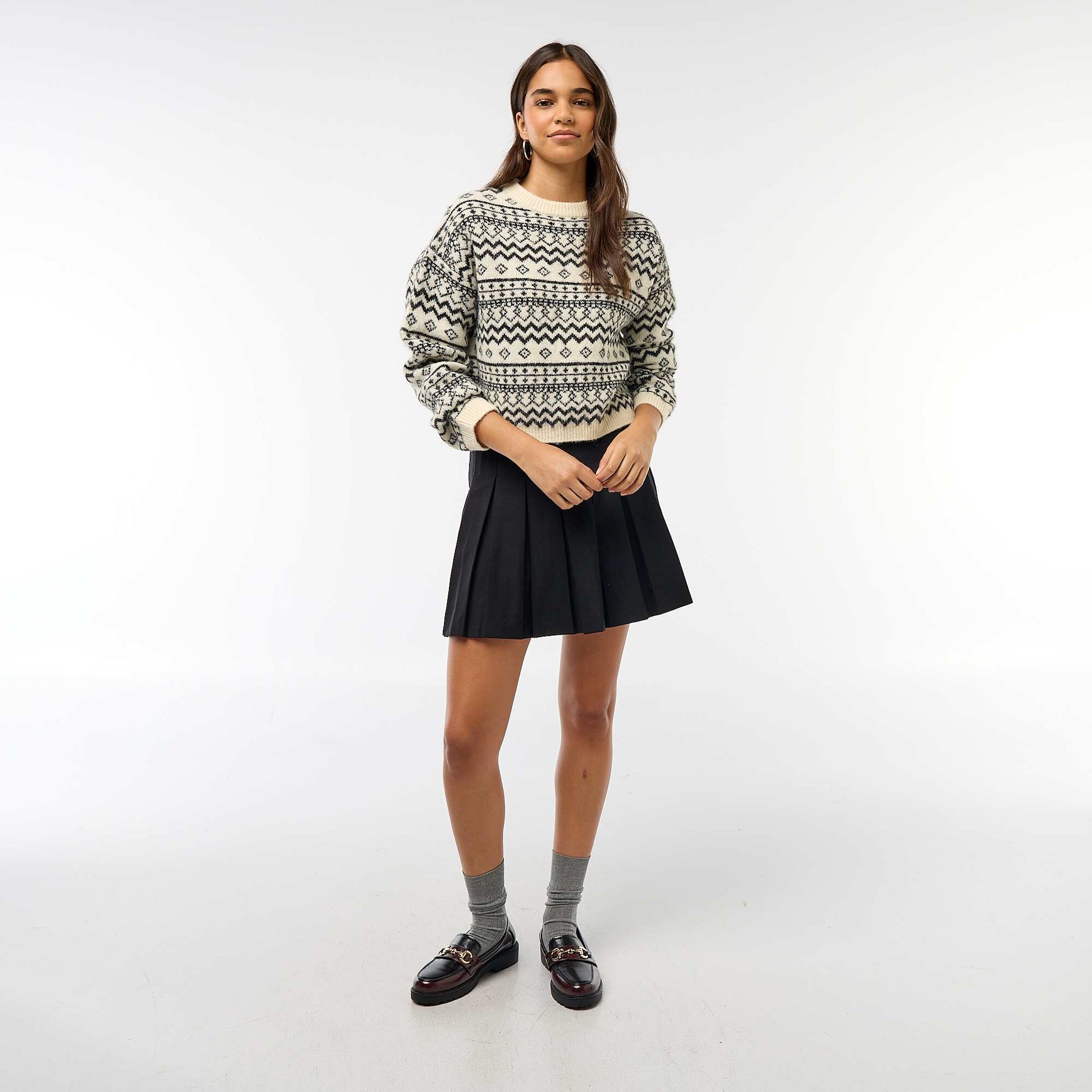 Pull en maille grosse jauge col rond NOIR