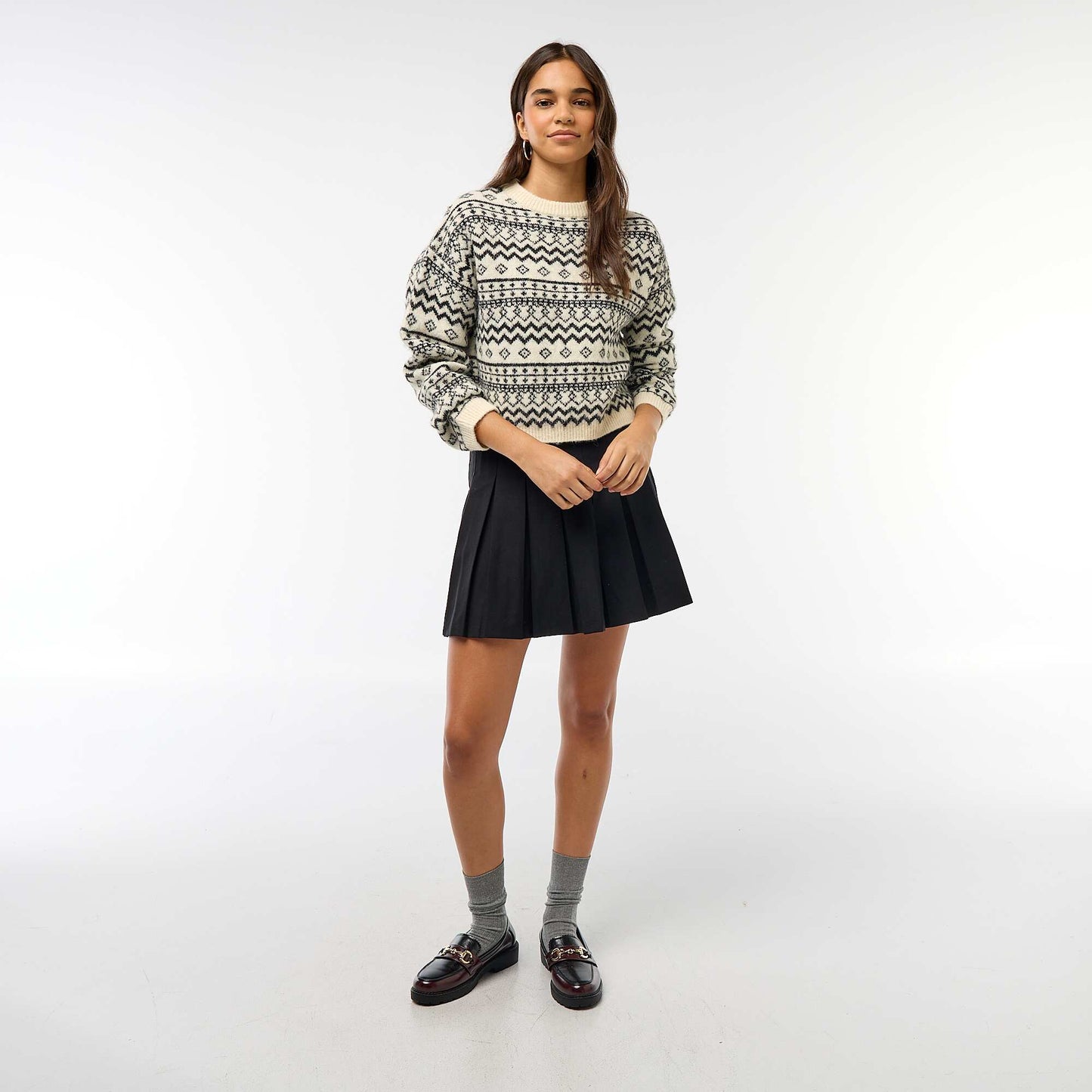 Pull en maille grosse jauge col rond NOIR