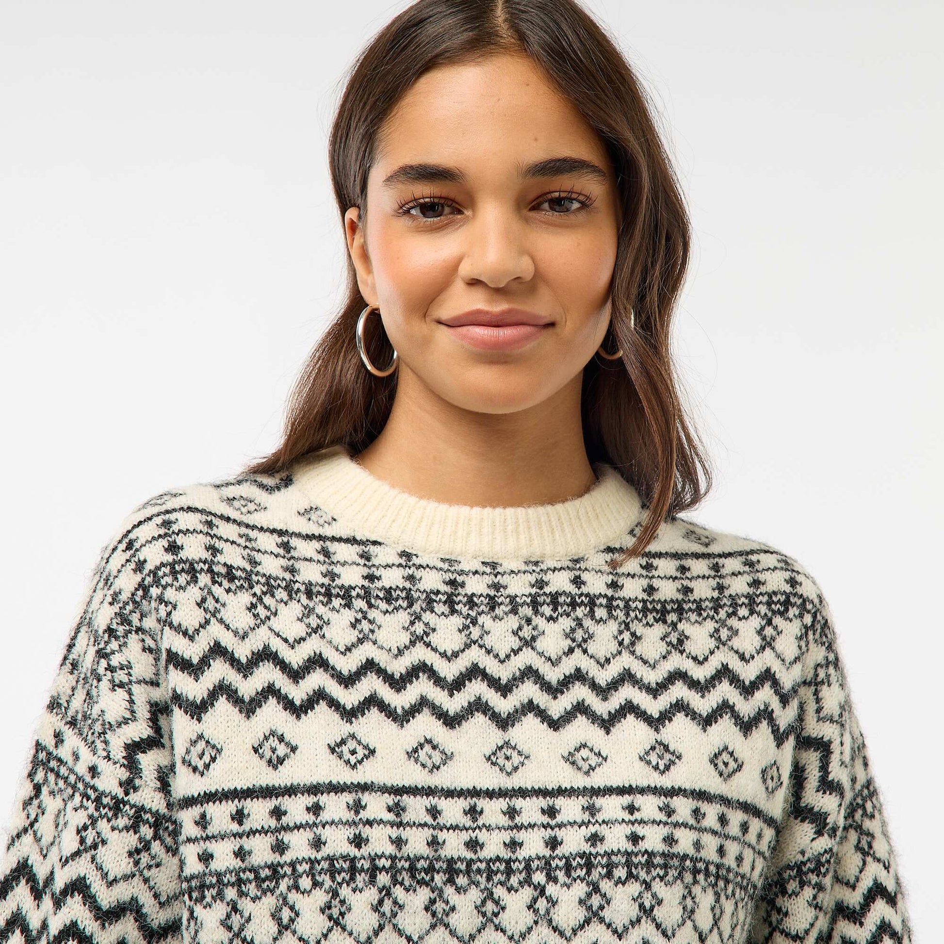 Pull en maille grosse jauge col rond NOIR