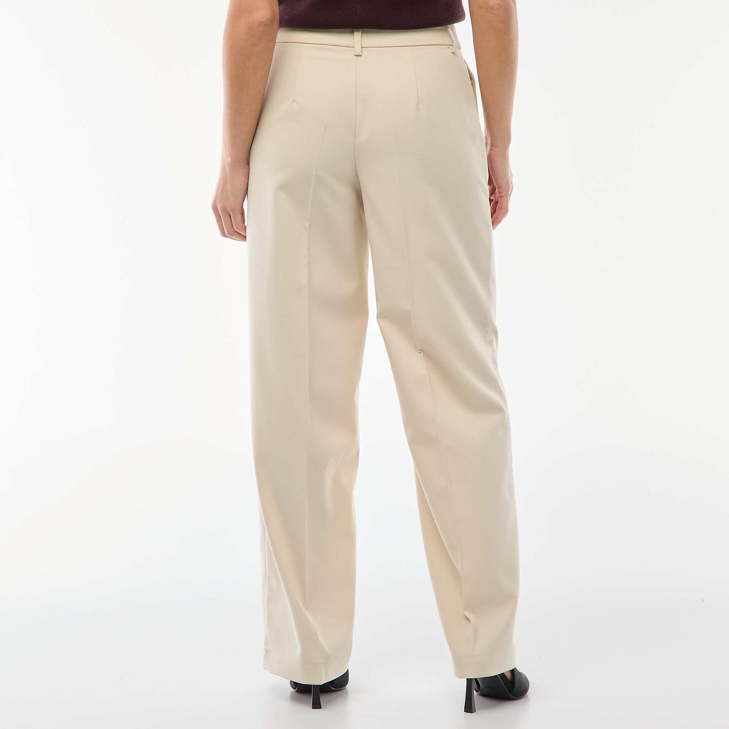 Pantalon large fluide uni BEIGE