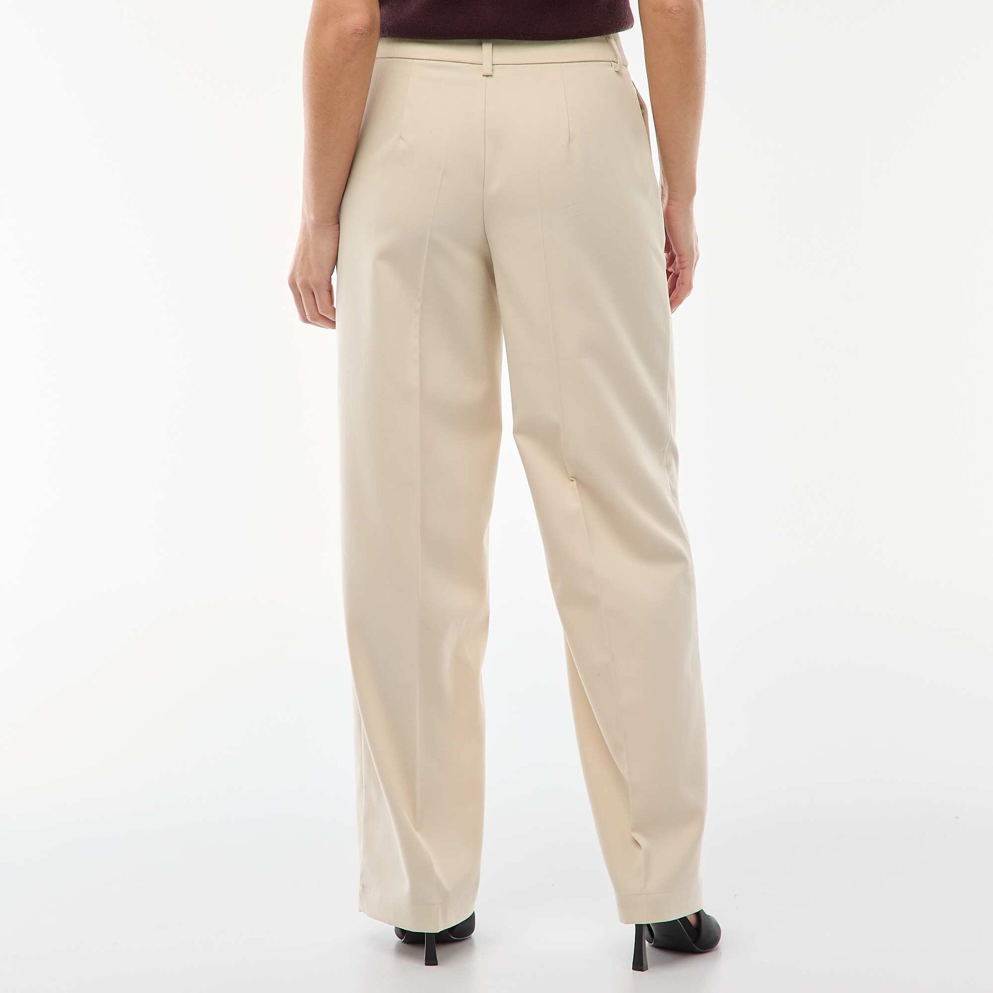 Pantalon large fluide uni BEIGE