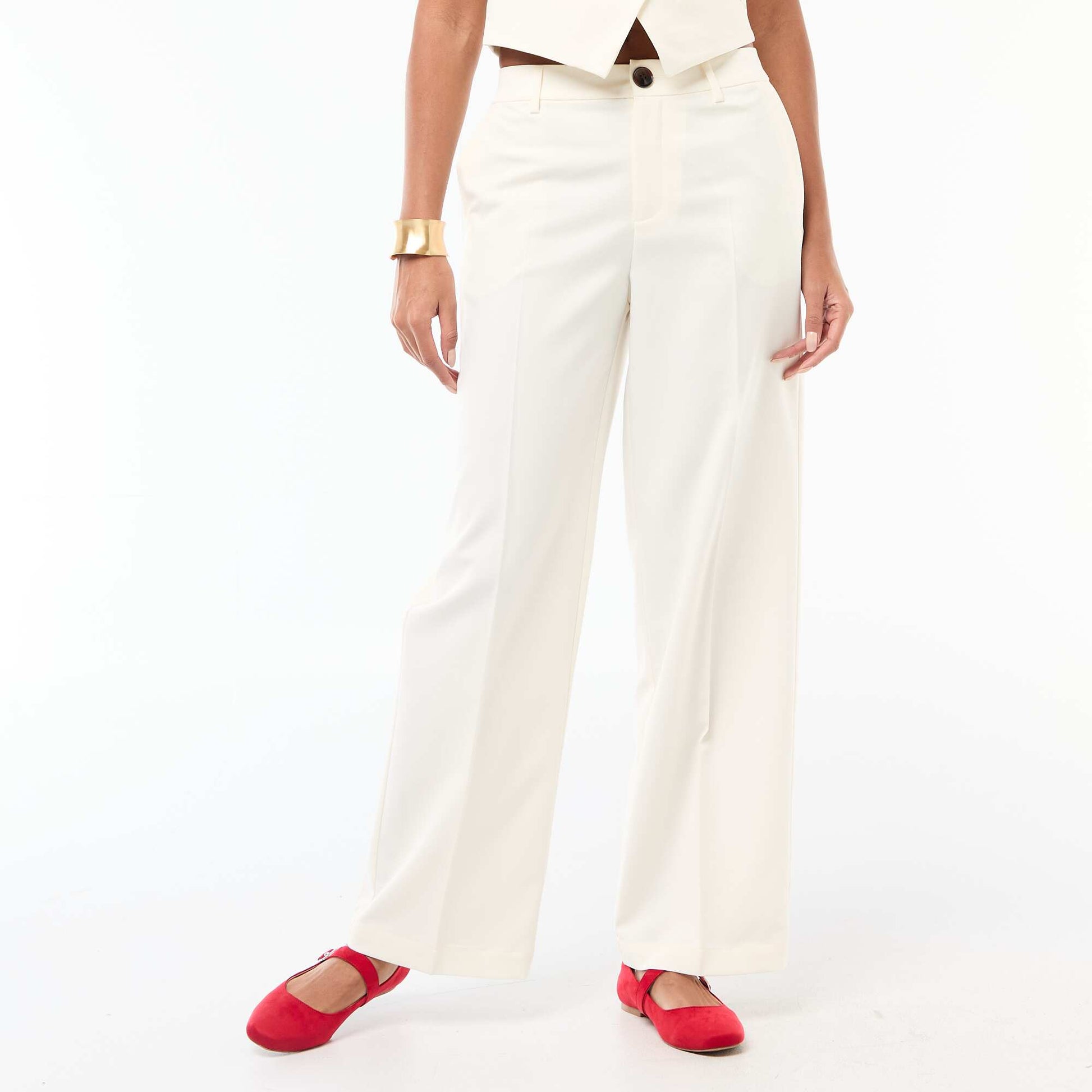 Pantalon large fluide uni BLANC