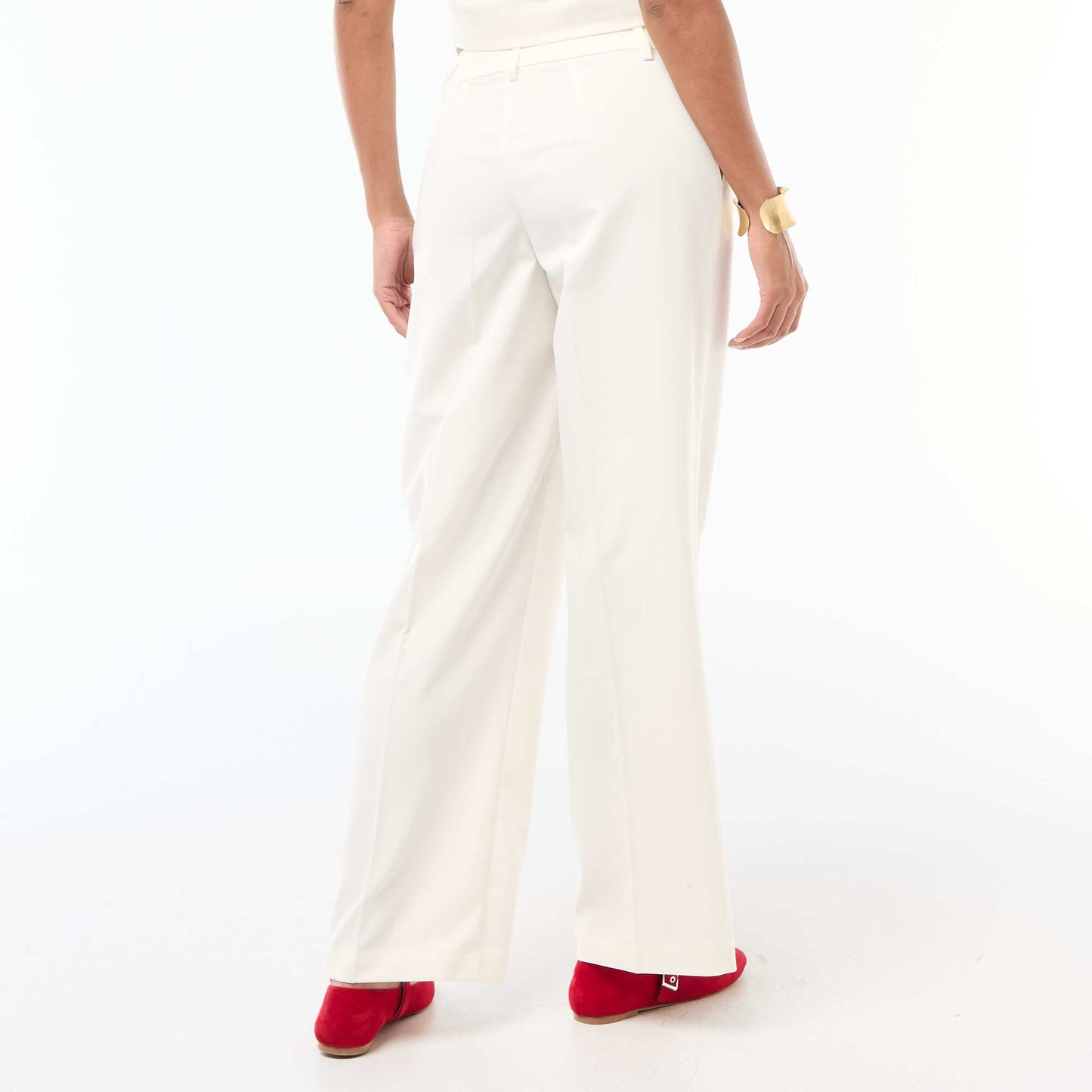 Pantalon large fluide uni BLANC
