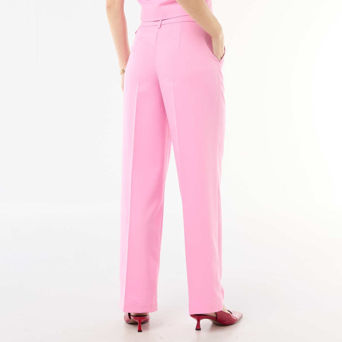 Pantalon large fluide uni ROSE