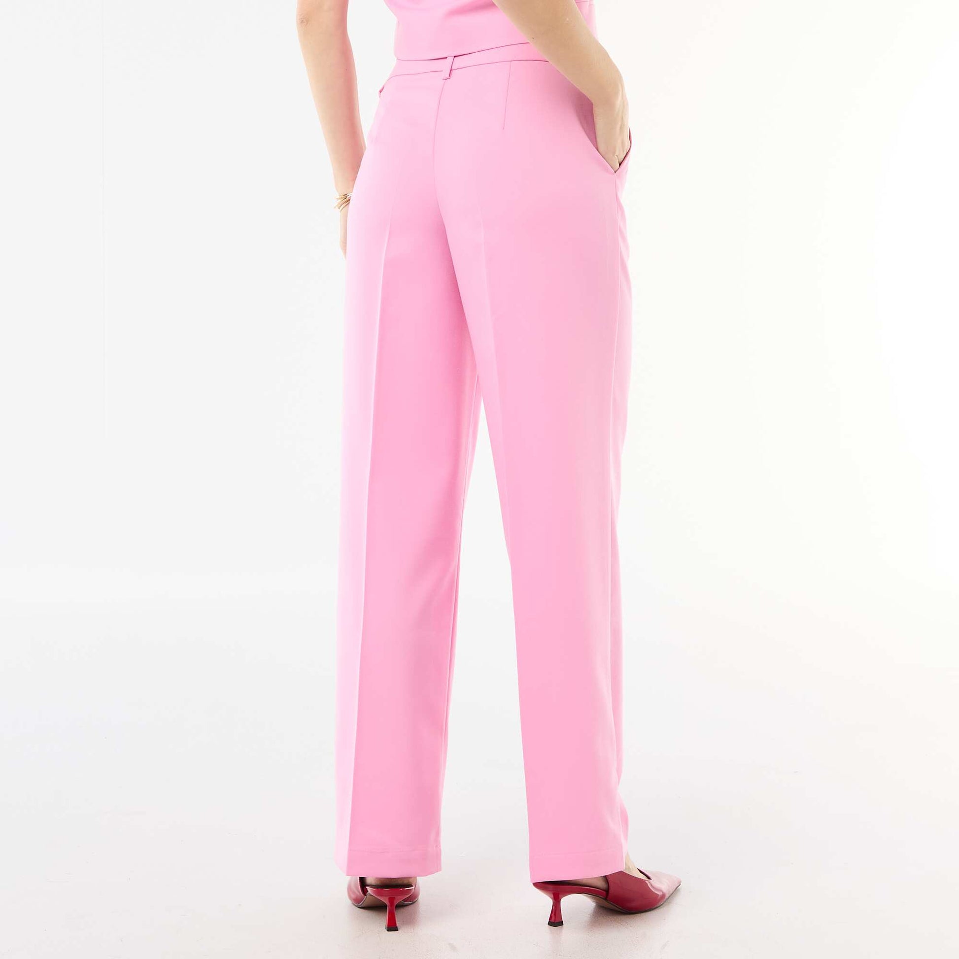 Pantalon large fluide uni ROSE