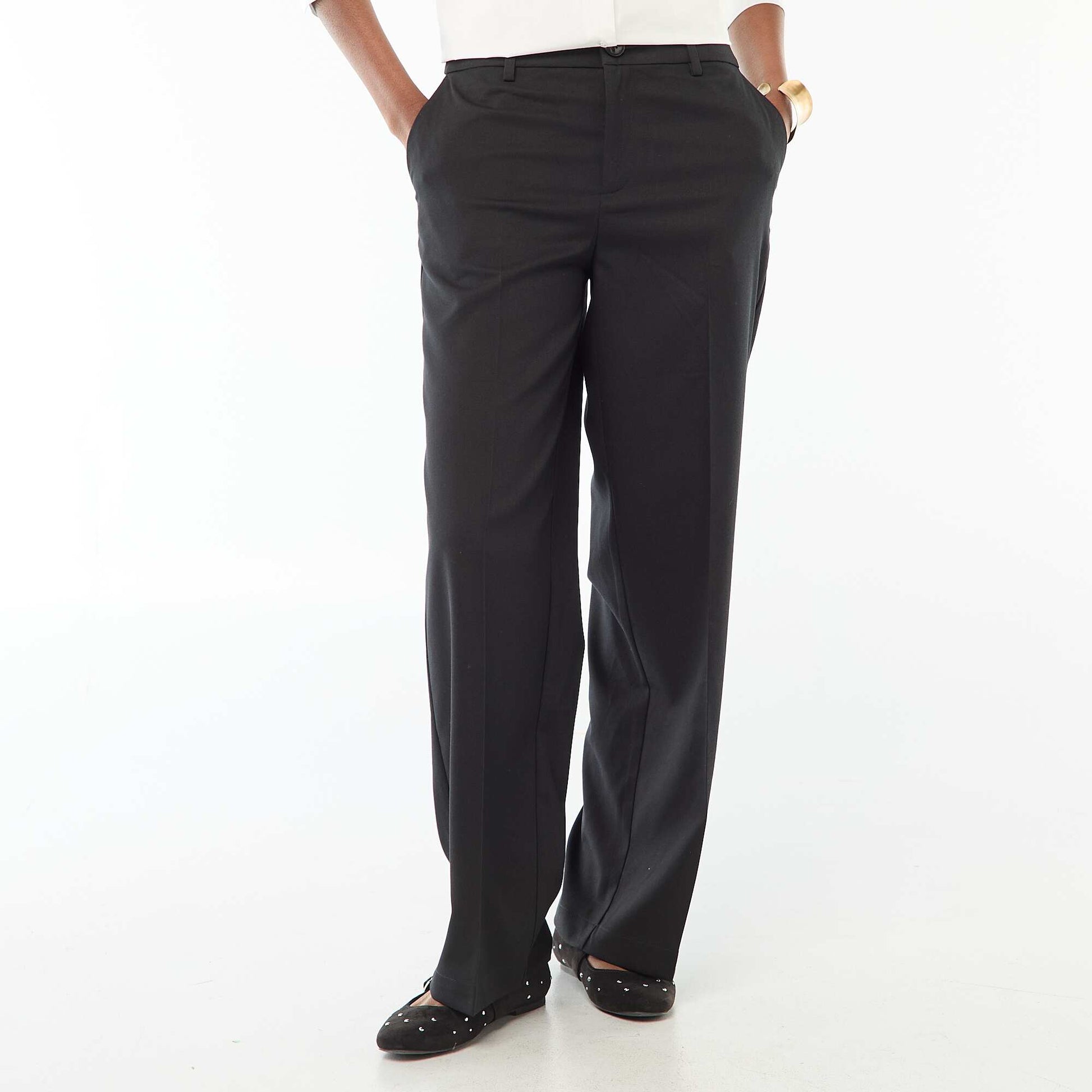 Pantalon large fluide uni NOIR