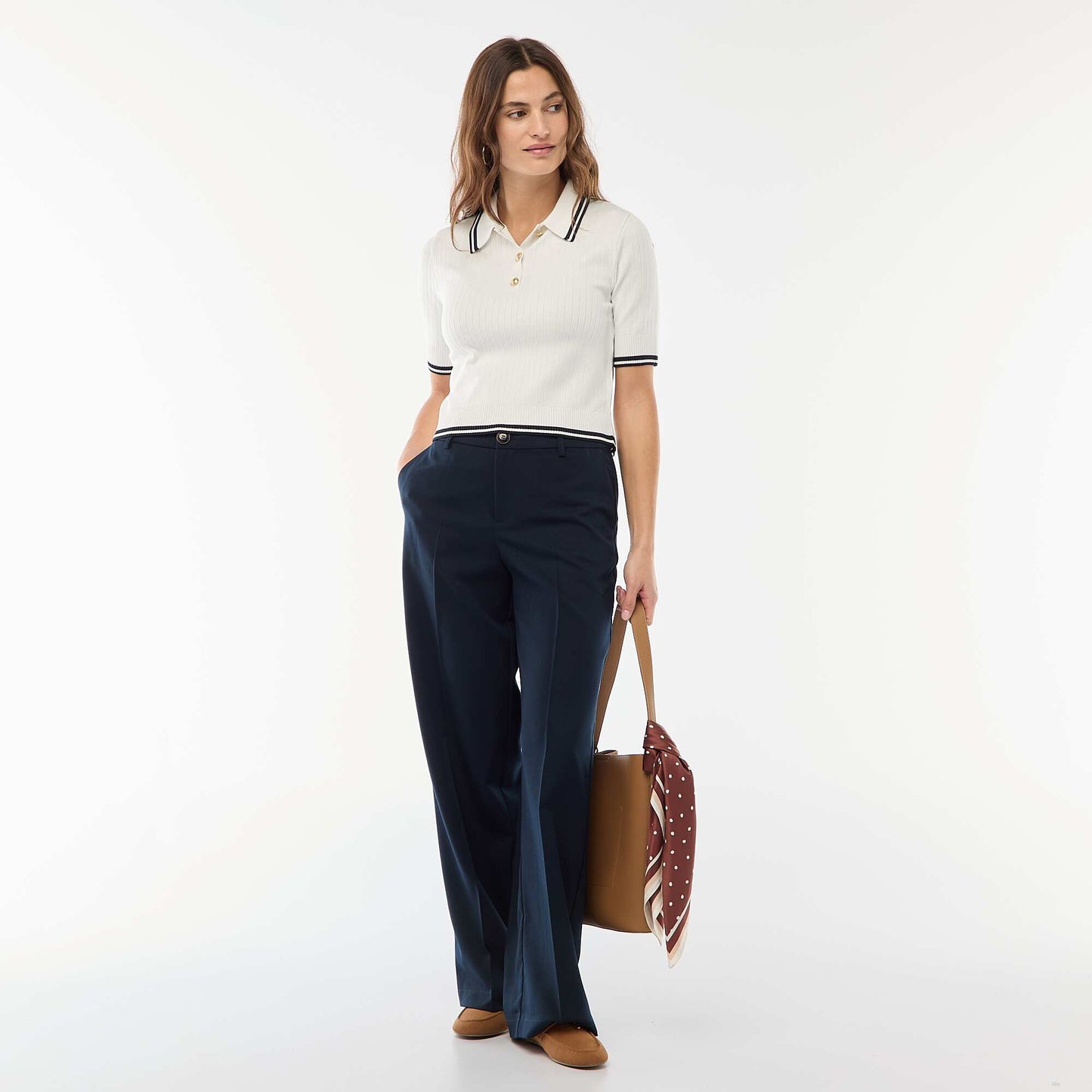 Pantalon large fluide uni BLEU