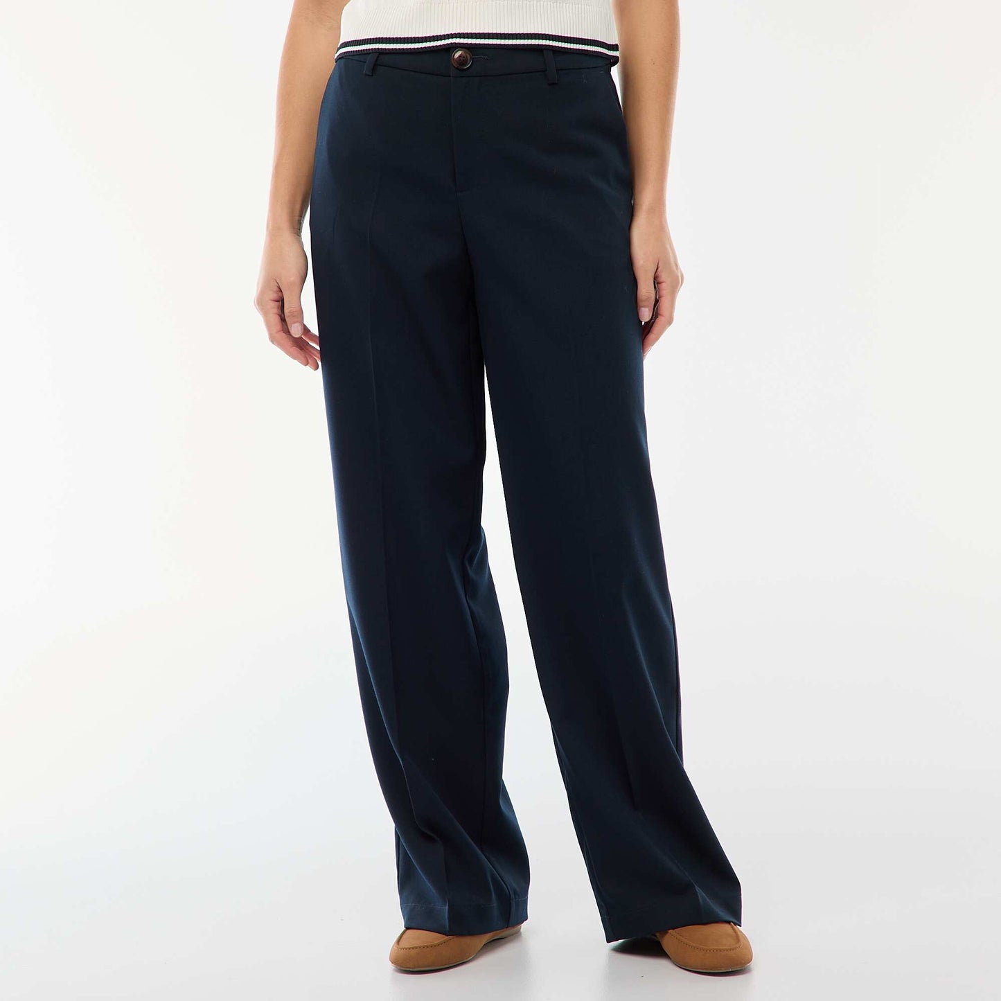 Pantalon large fluide uni BLEU