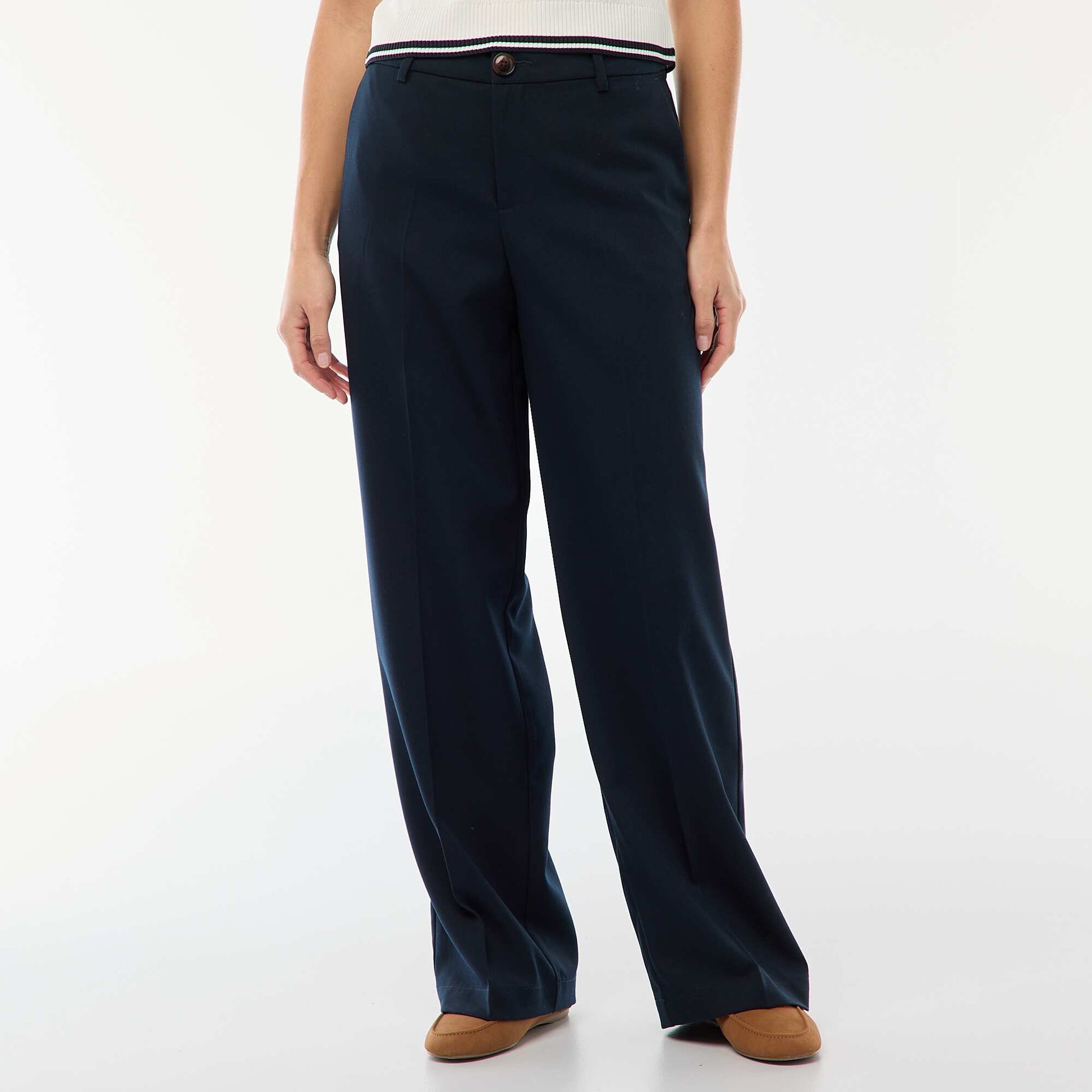 Pantalon large fluide uni BLEU