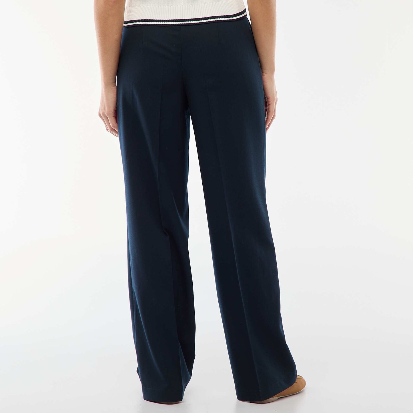 Pantalon large fluide uni BLEU
