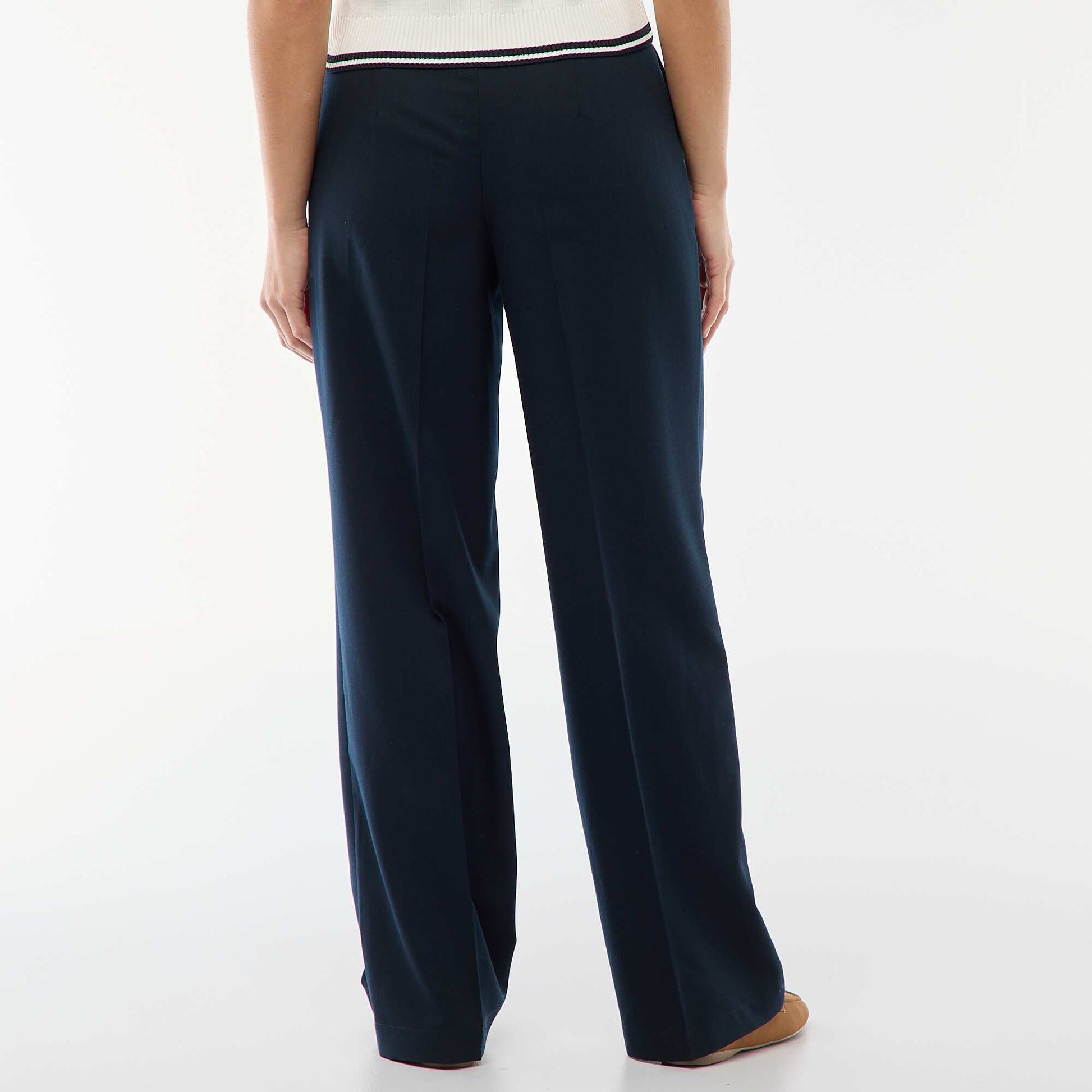 Pantalon large fluide uni BLEU