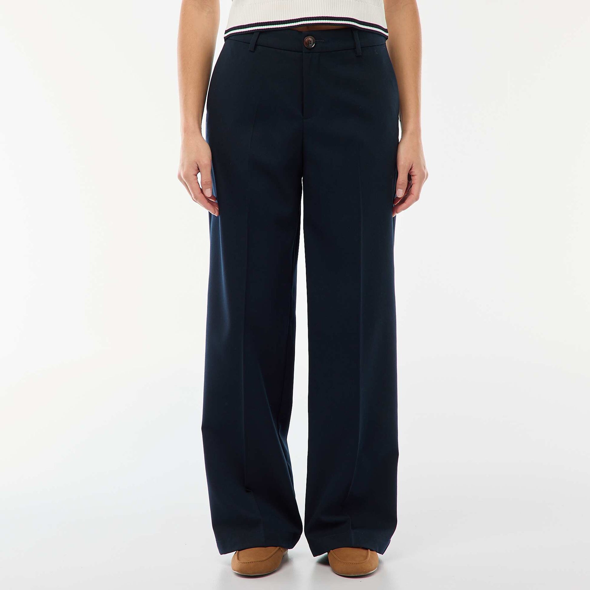 Pantalon large fluide uni BLEU