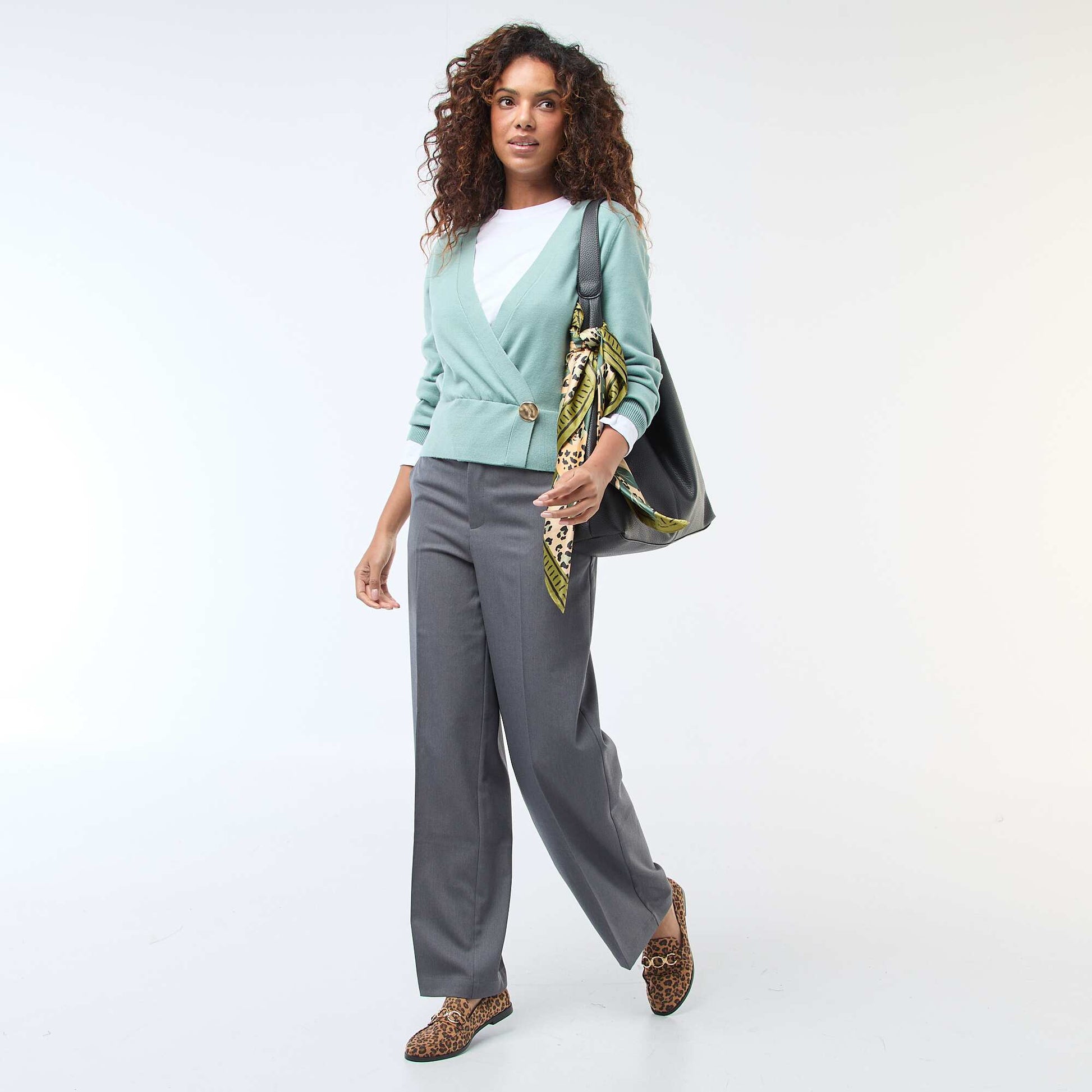 Pantalon large fluide uni GRIS