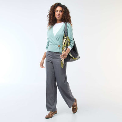 Pantalon large fluide uni GRIS