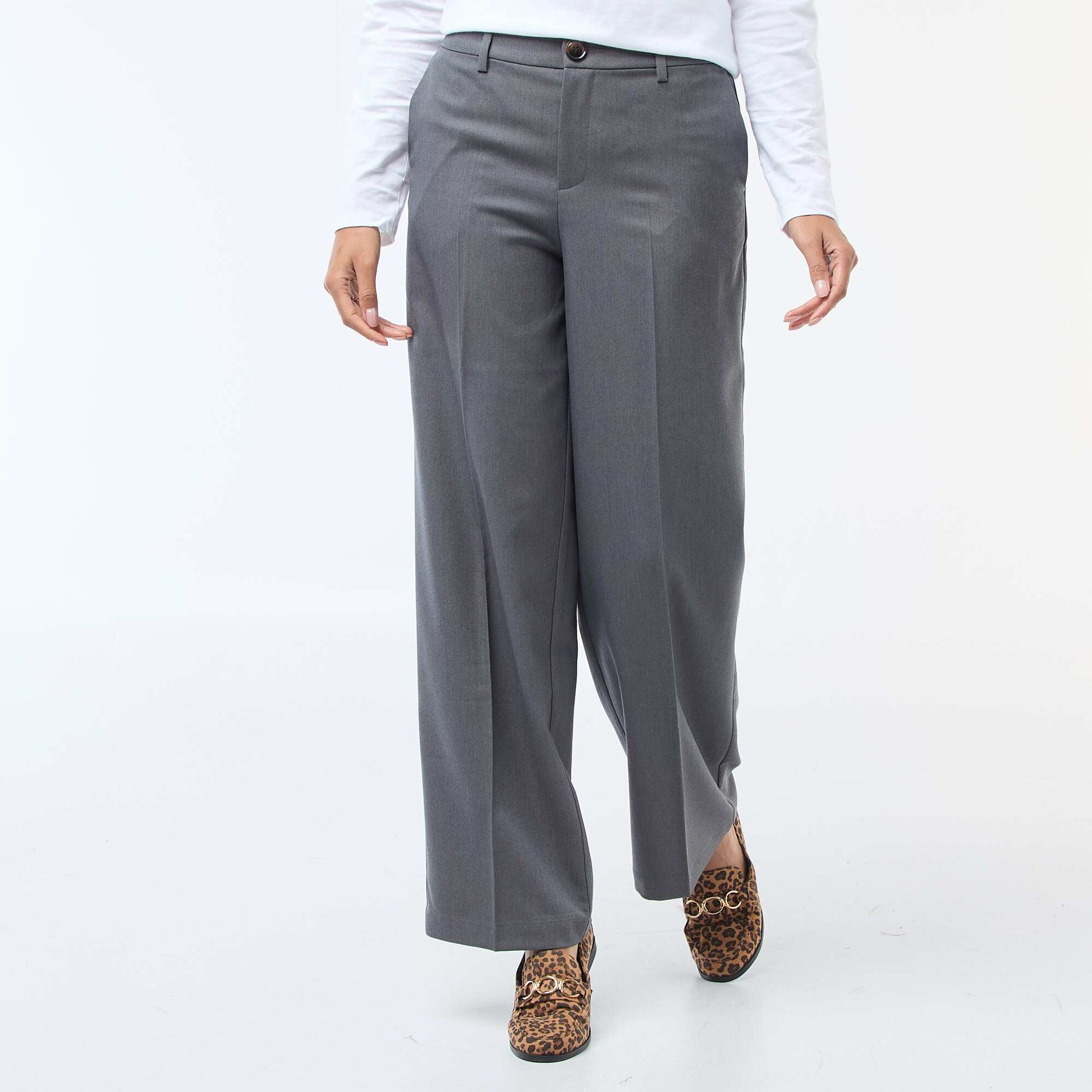 Pantalon large fluide uni GRIS