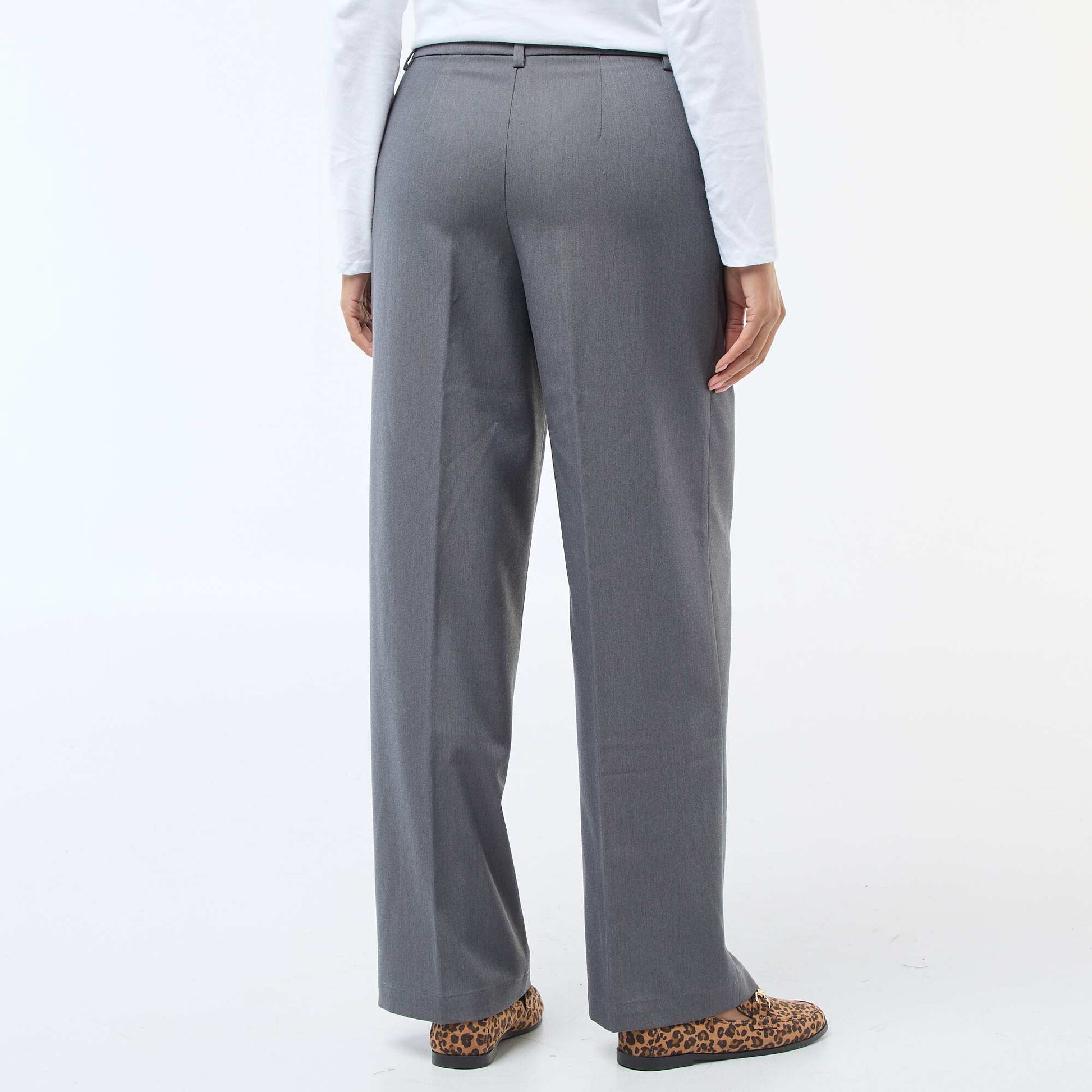 Pantalon large fluide uni GRIS