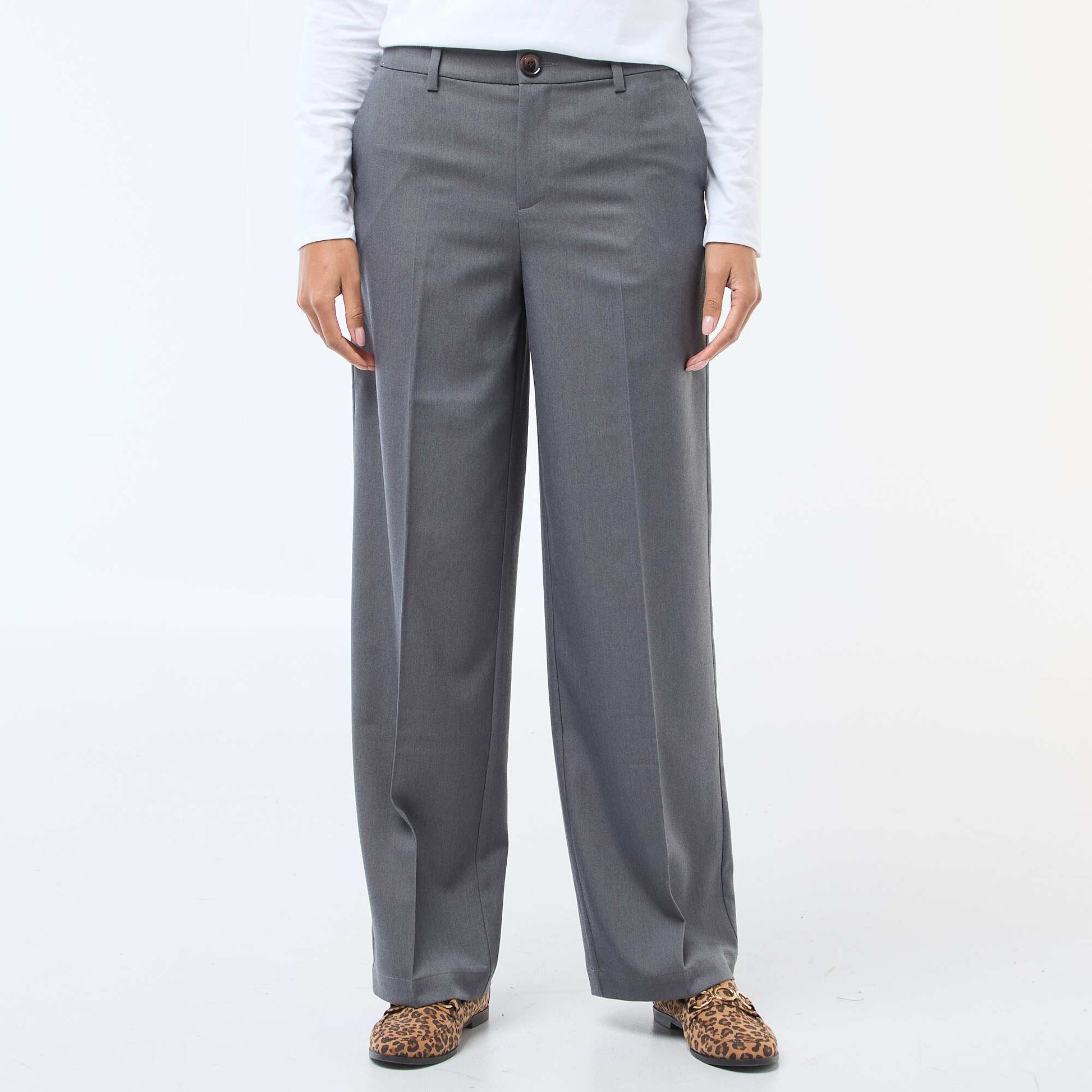 Pantalon large fluide uni GRIS
