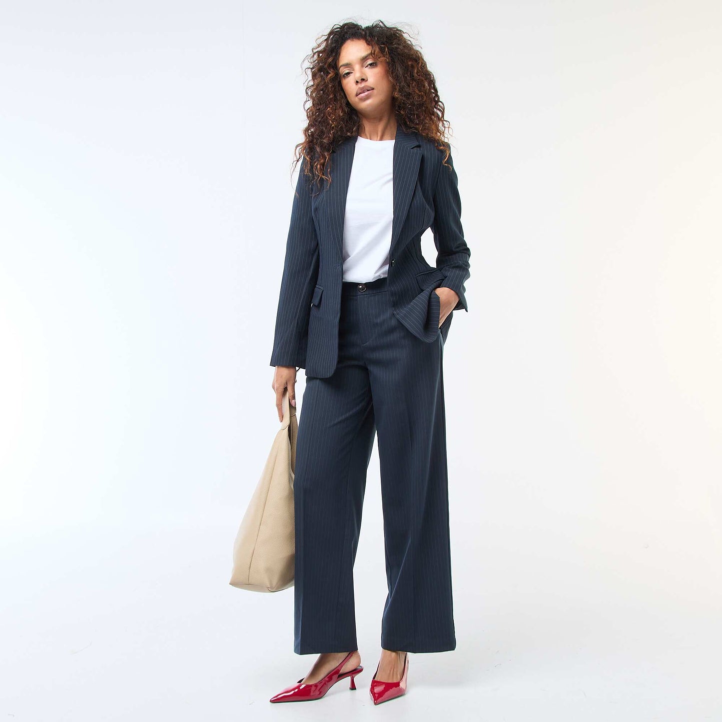 Pantalon large fluide uni BLEU