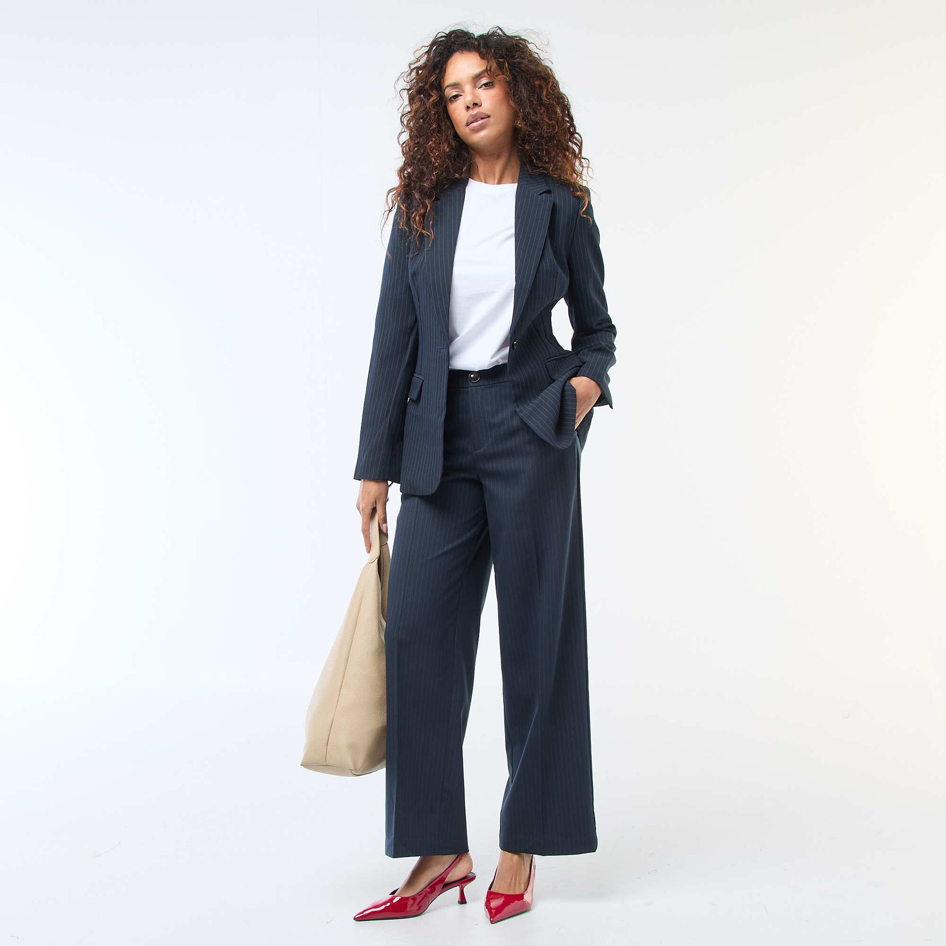 Pantalon large fluide uni BLEU