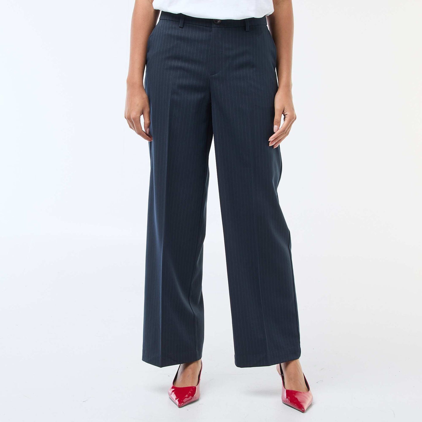 Pantalon large fluide uni BLEU