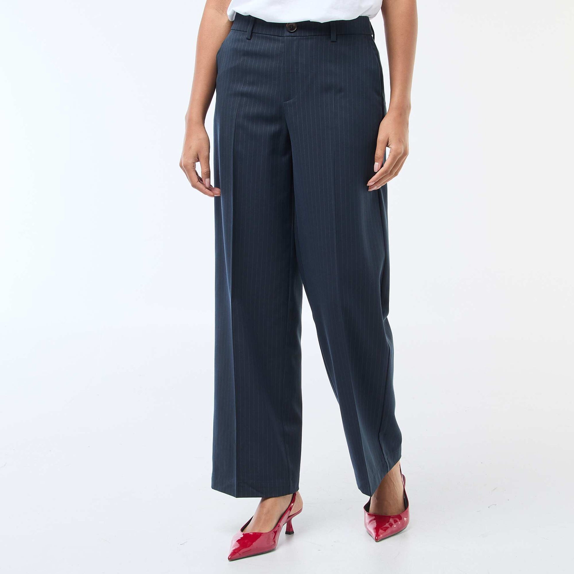 Pantalon large fluide uni BLEU