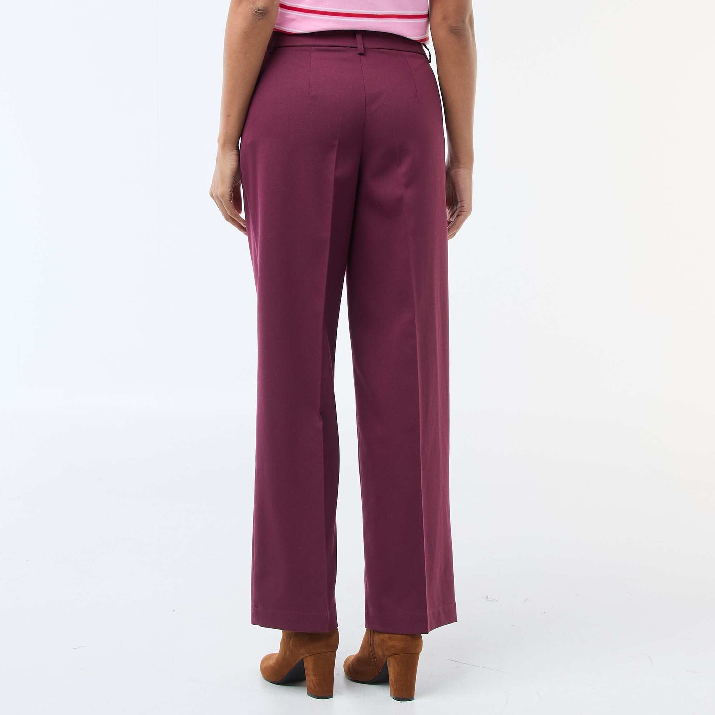 Pantalon large fluide uni ROUGE
