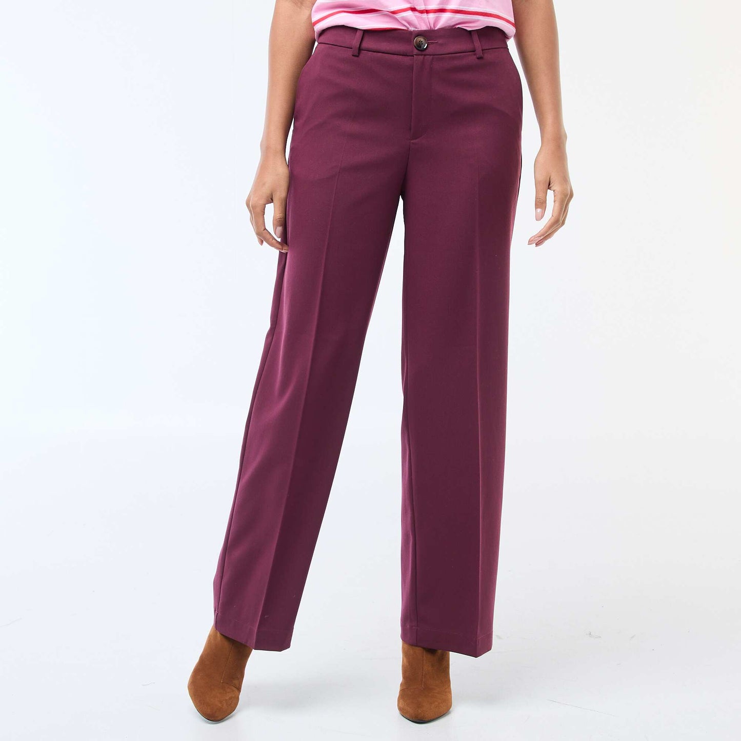 Pantalon large fluide uni ROUGE