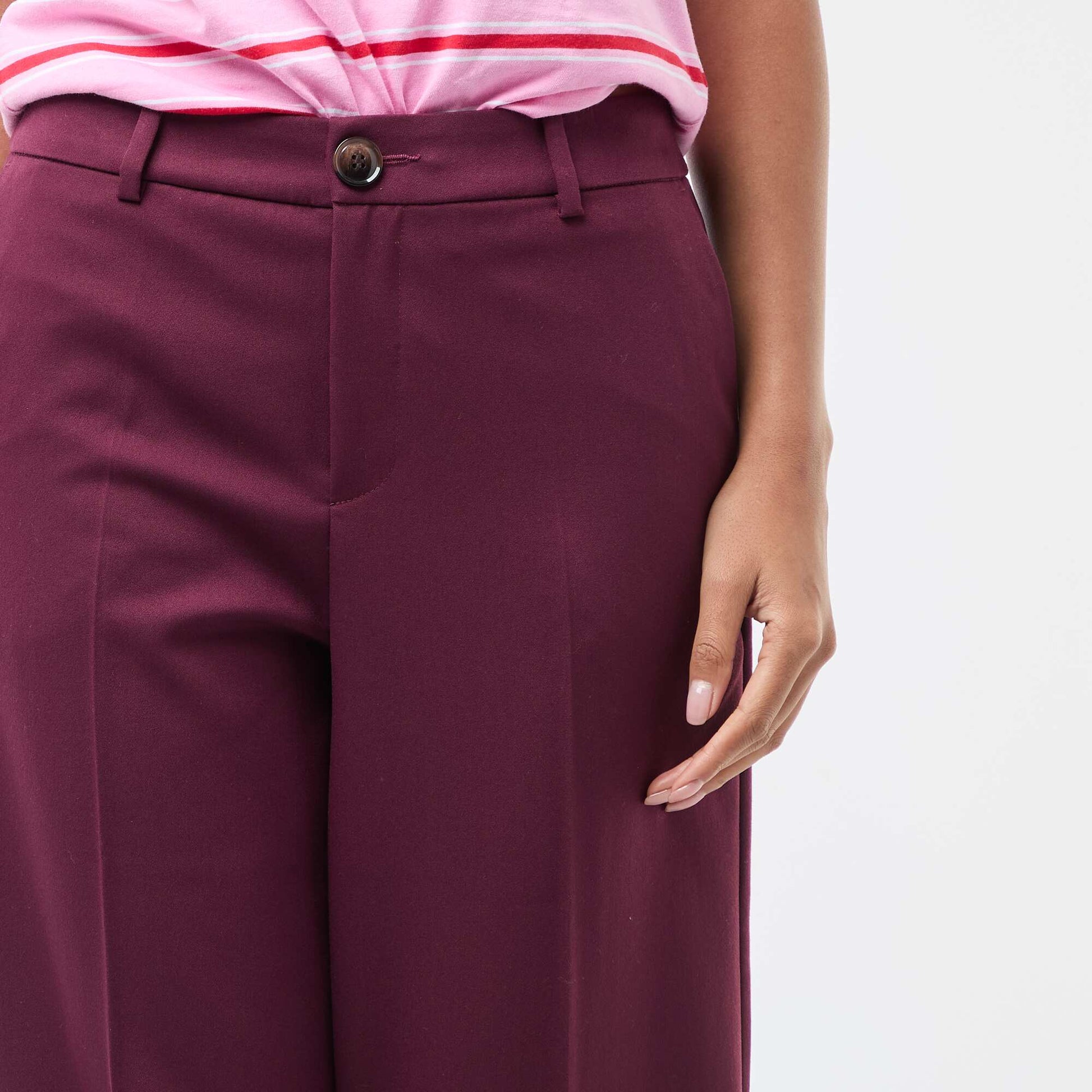 Pantalon large fluide uni ROUGE