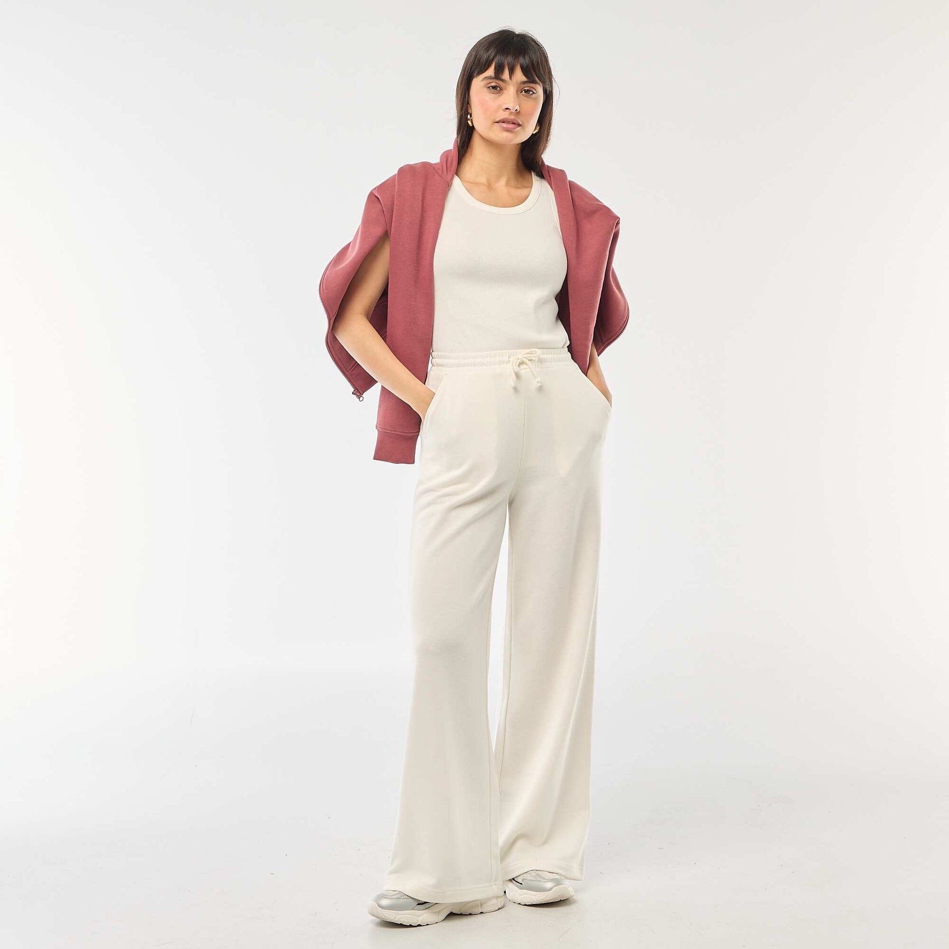 Jogging uni en coton BLANC