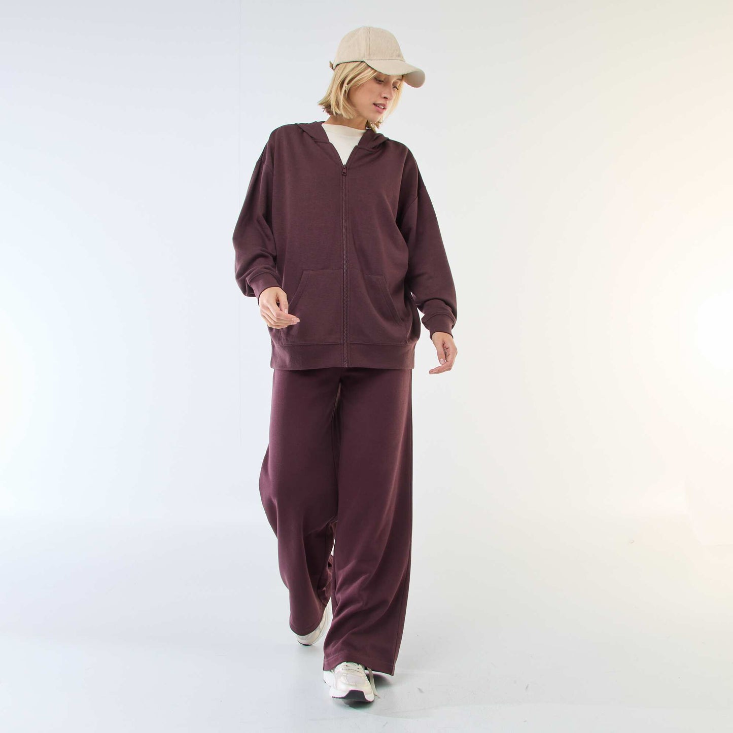 Jogging uni en coton VIOLET