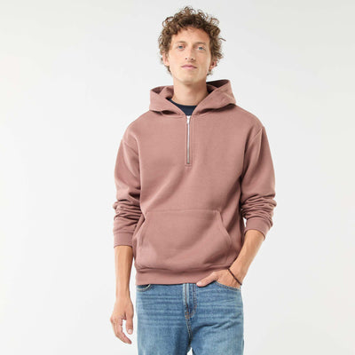Sweat en molleton à capuche avec ouverture zippée au col MARRON