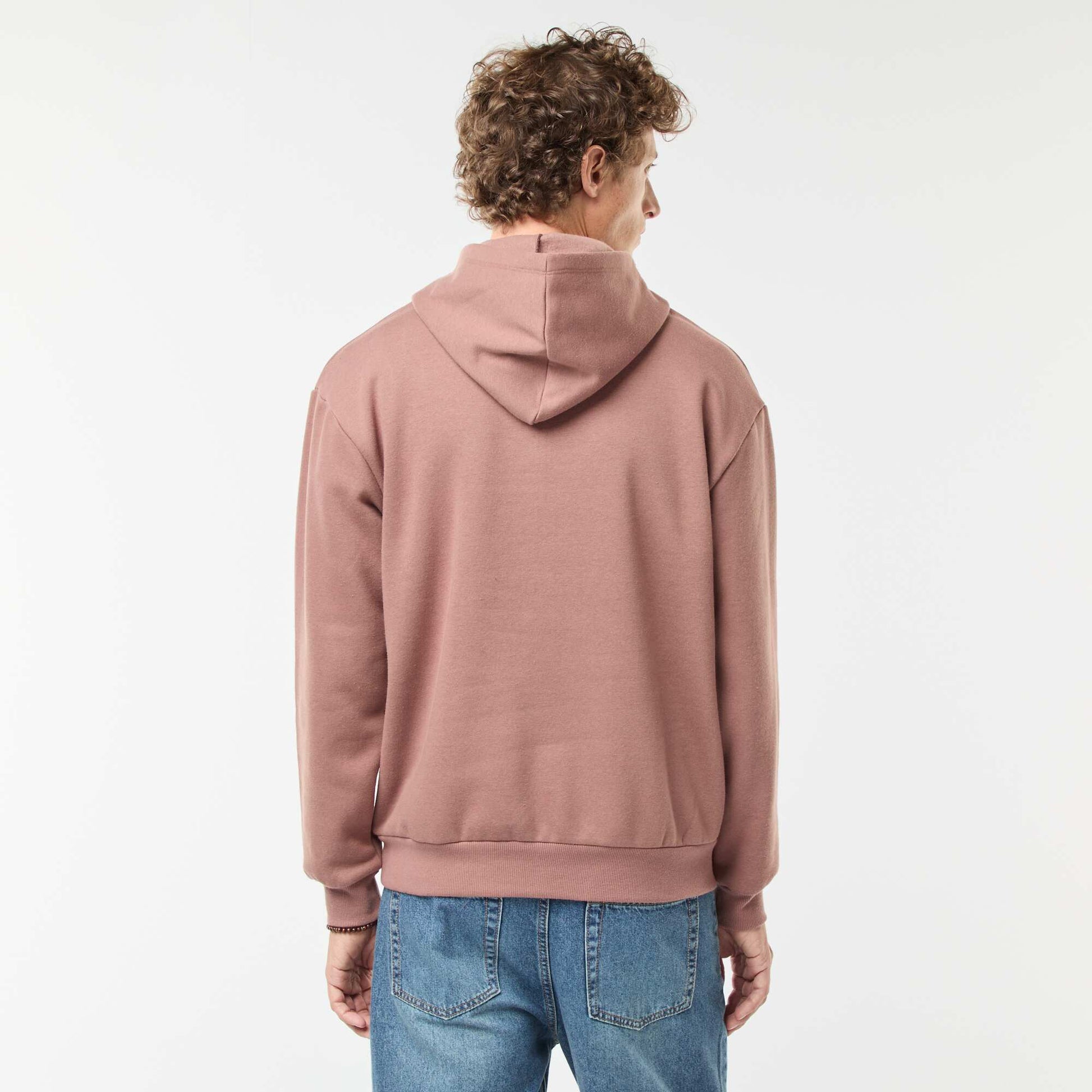 Sweat en molleton à capuche avec ouverture zippée au col MARRON