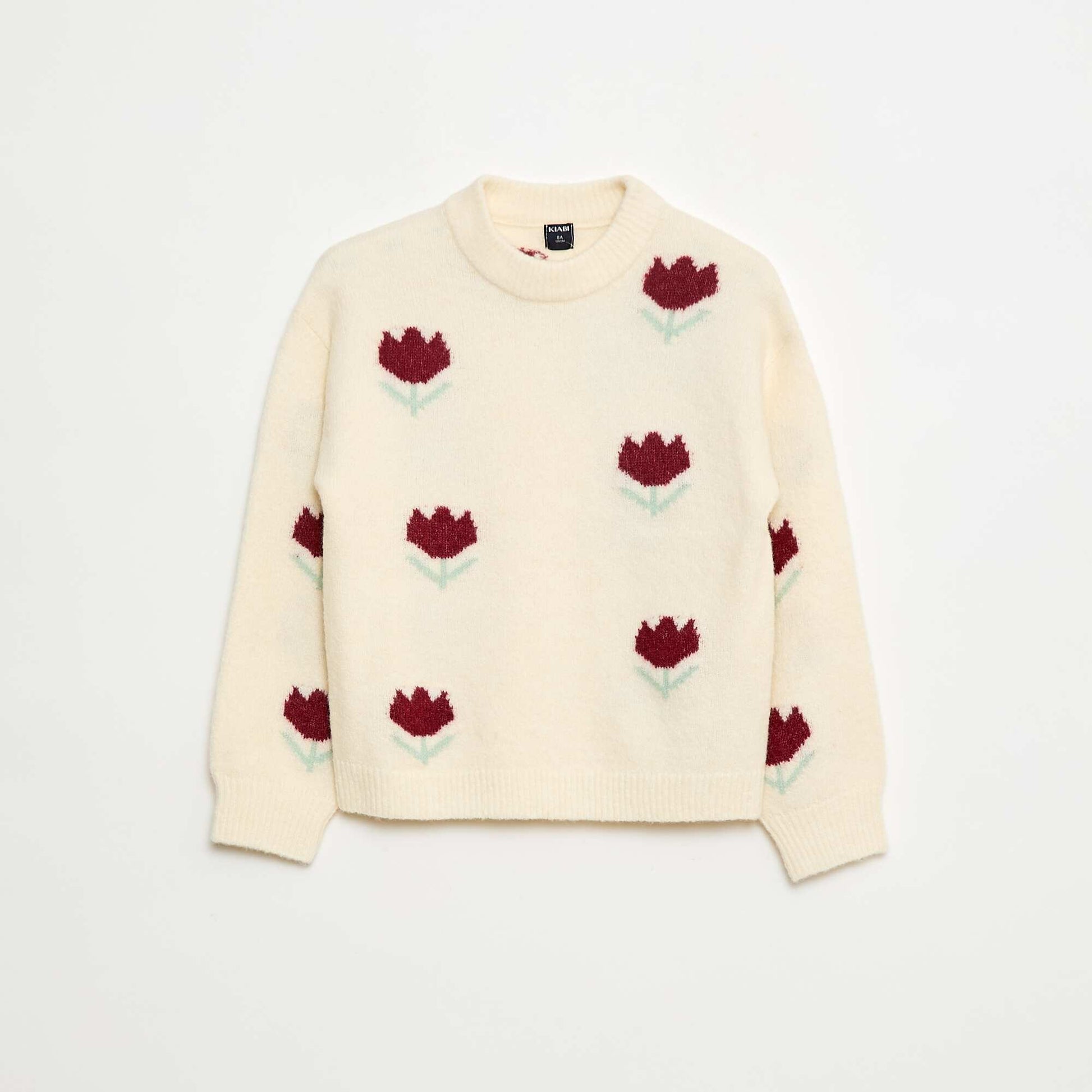 Pull col rond à motif ROSE