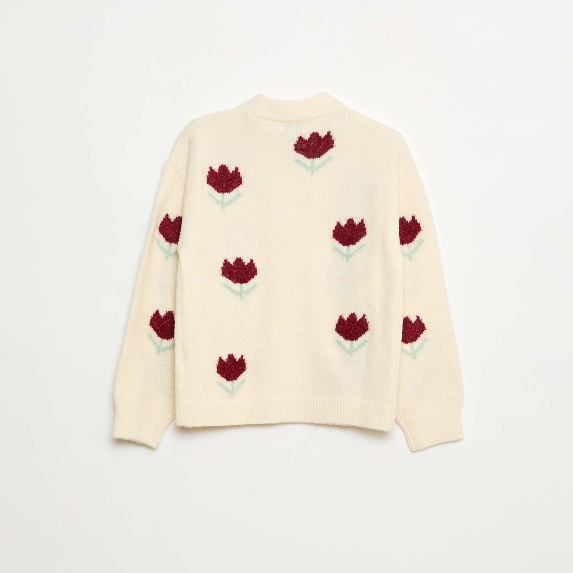 Pull col rond à motif ROSE