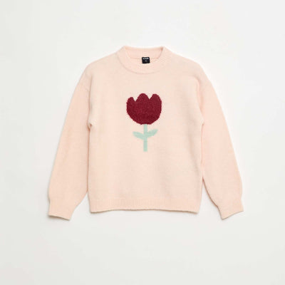 Pull col rond à motif BLEU
