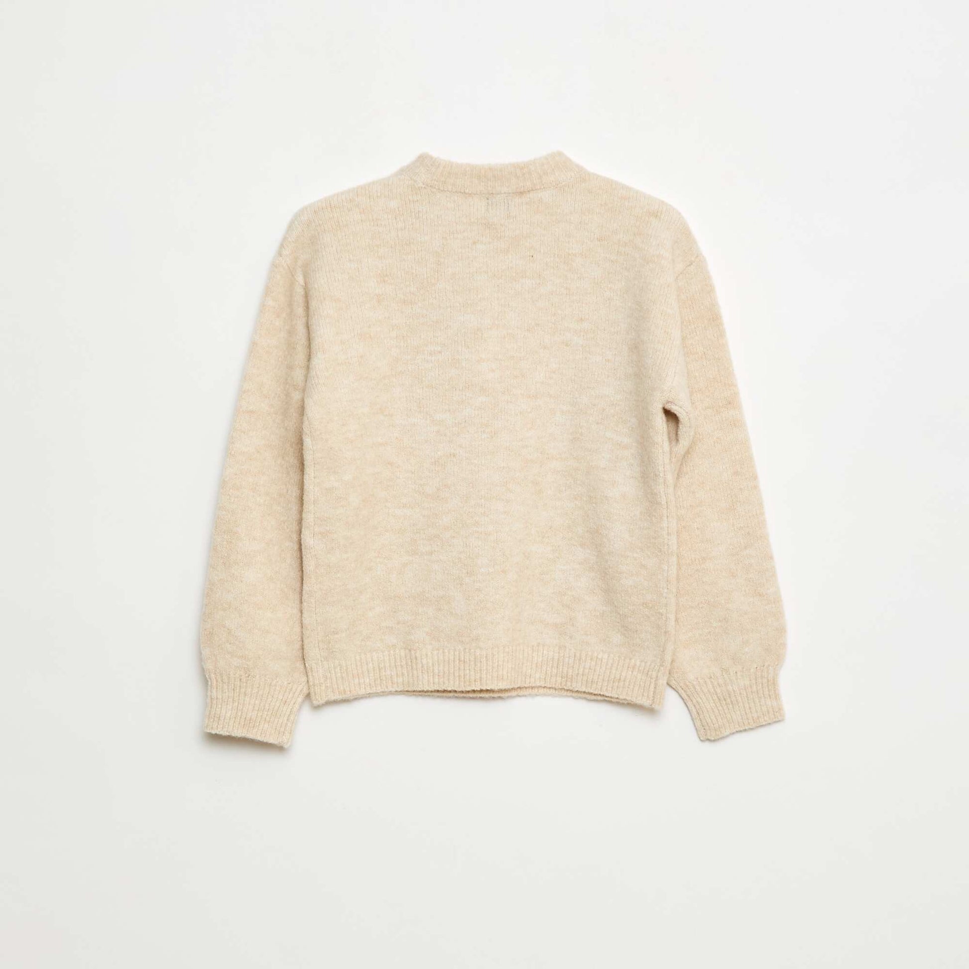 Pull col rond à motif BEIGE