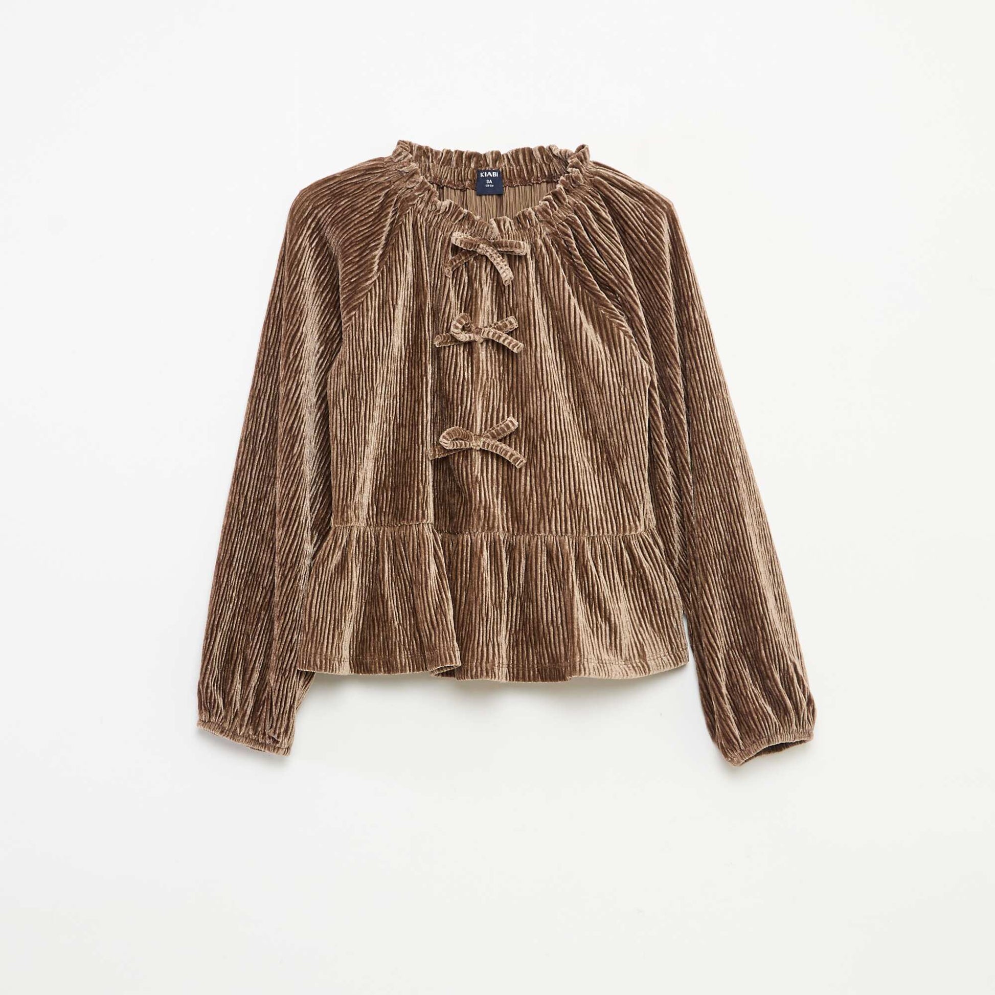 T-shirt de fête texturé avec nœud uni BEIGE