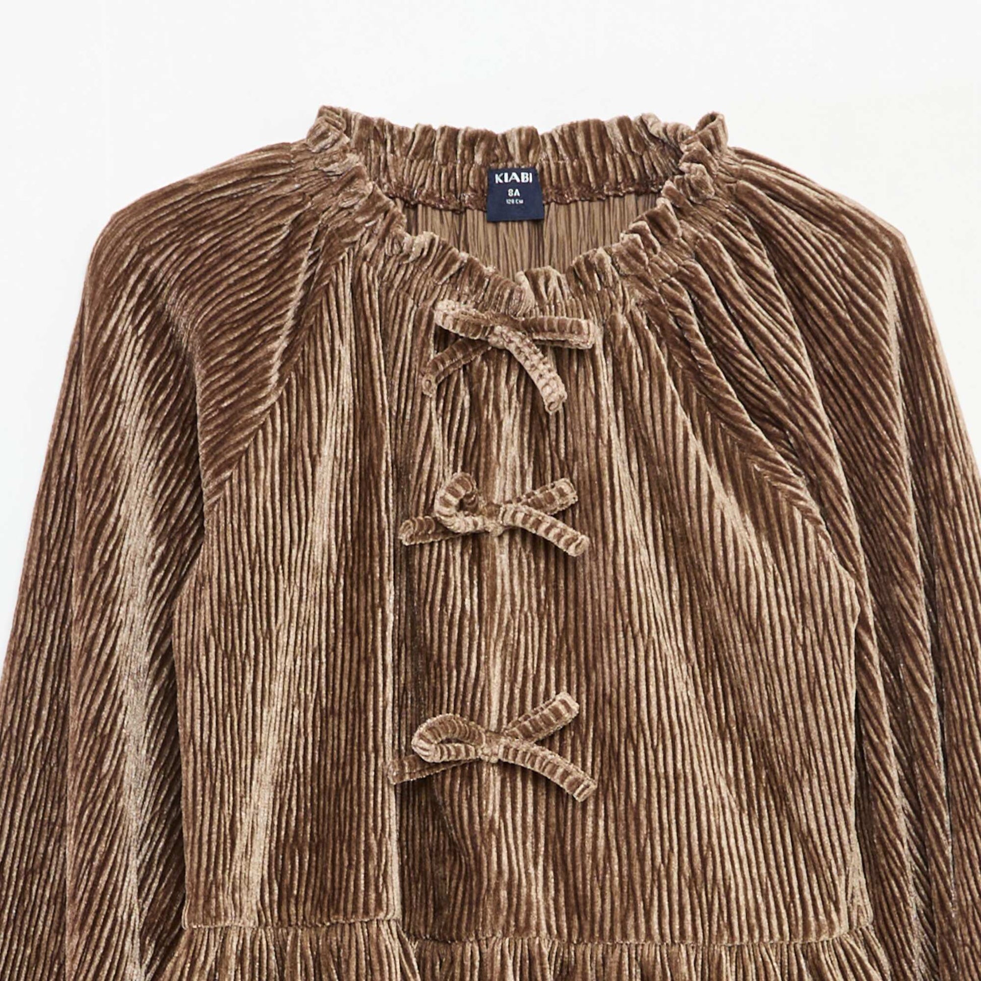 T-shirt de fête texturé avec nœud uni BEIGE