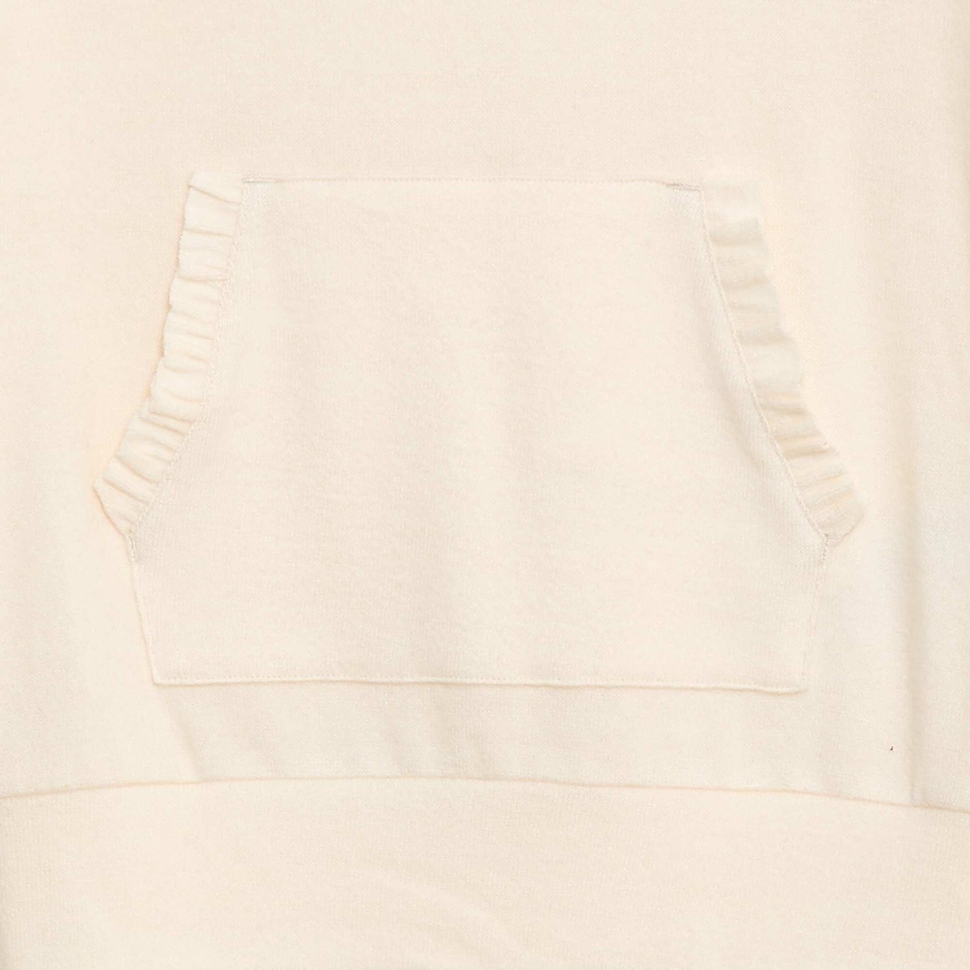 T-shirt col à capuche poche volantée uni BLANC
