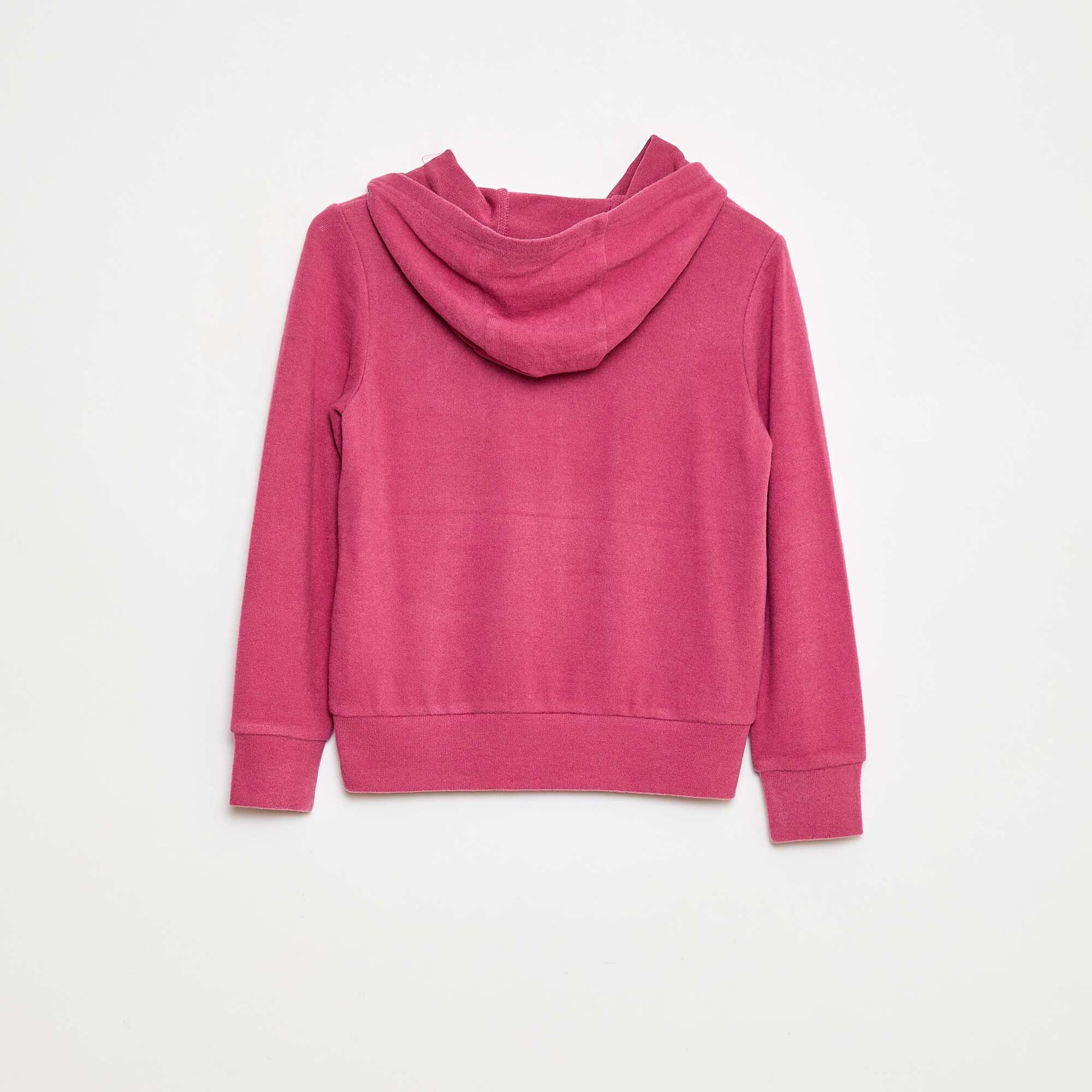T-shirt col à capuche poche volantée uni VIOLET
