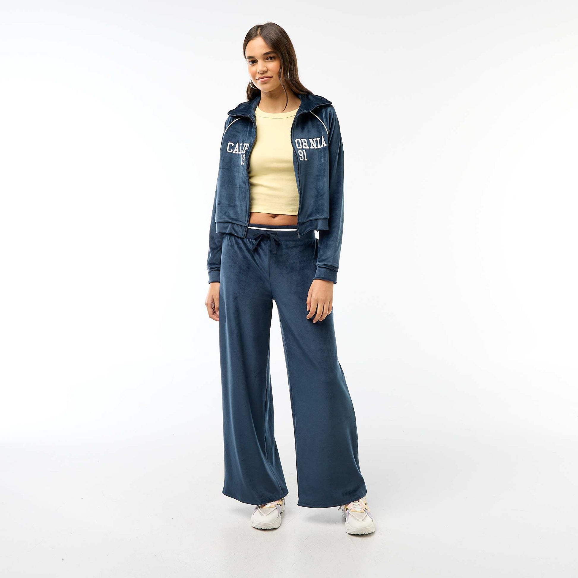 Pantalon de jogging large en velours BLEU